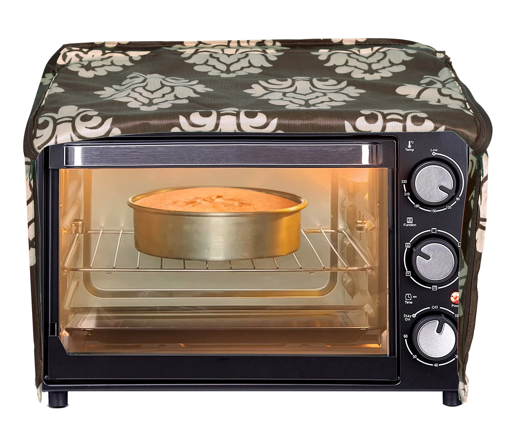Kuber Industries Polyster Floral Printed Microwave Oven Cover,30 Ltr. (Brown)-HS43KUBMART25935