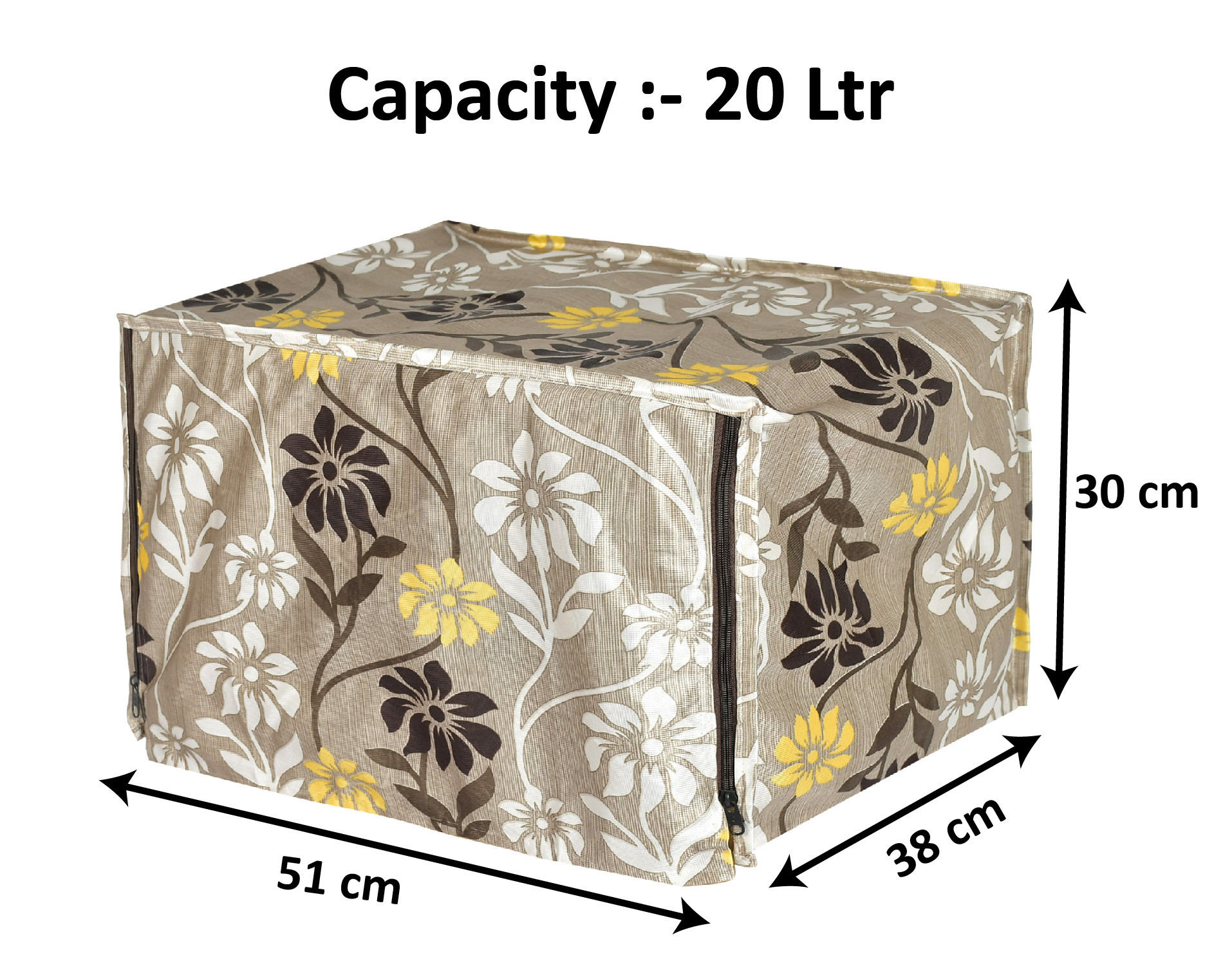 Kuber Industries Polyster Flower Printed Microwave Oven Cover,20 Ltr. (Brown)-HS43KUBMART25913
