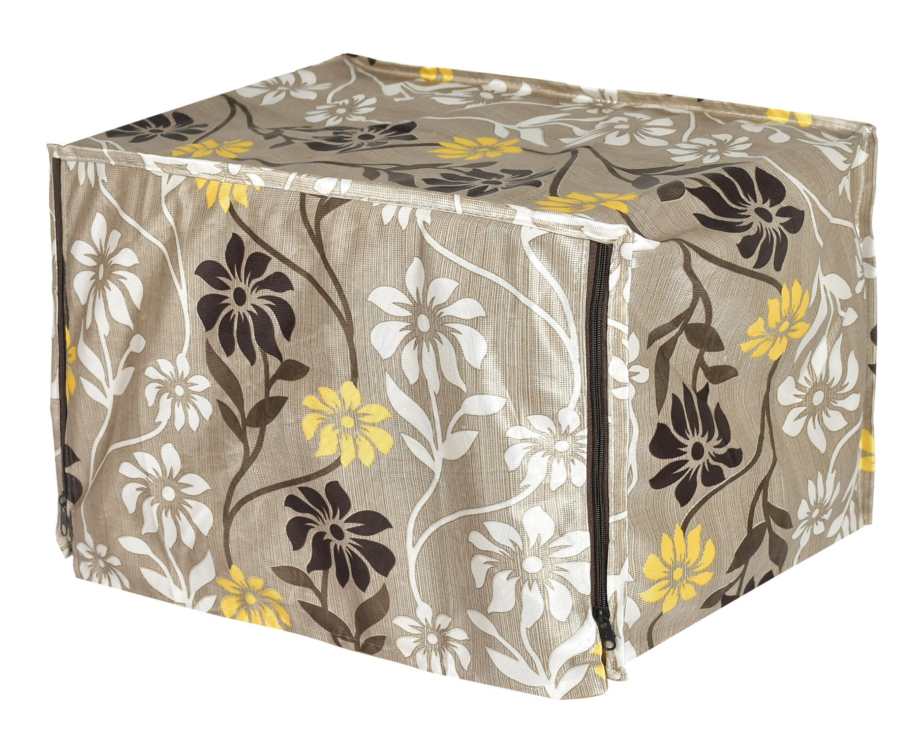Kuber Industries Polyster Flower Printed Microwave Oven Cover,20 Ltr. (Brown)-HS43KUBMART25913