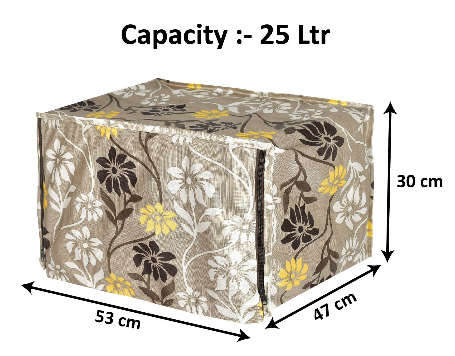 Kuber Industries Polyster Flower Printed Microwave Oven Cover,25 Ltr. (Brown)-HS43KUBMART25917