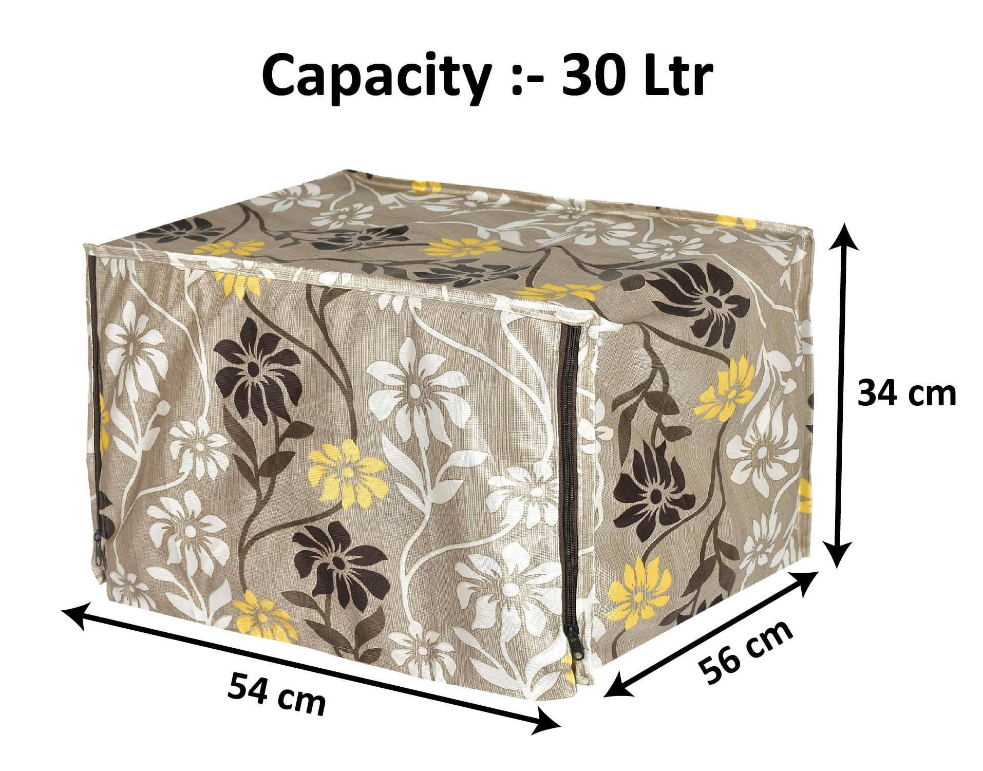 Kuber Industries Polyster Flower Printed Microwave Oven Cover,30 Ltr. (Brown)-HS43KUBMART25919