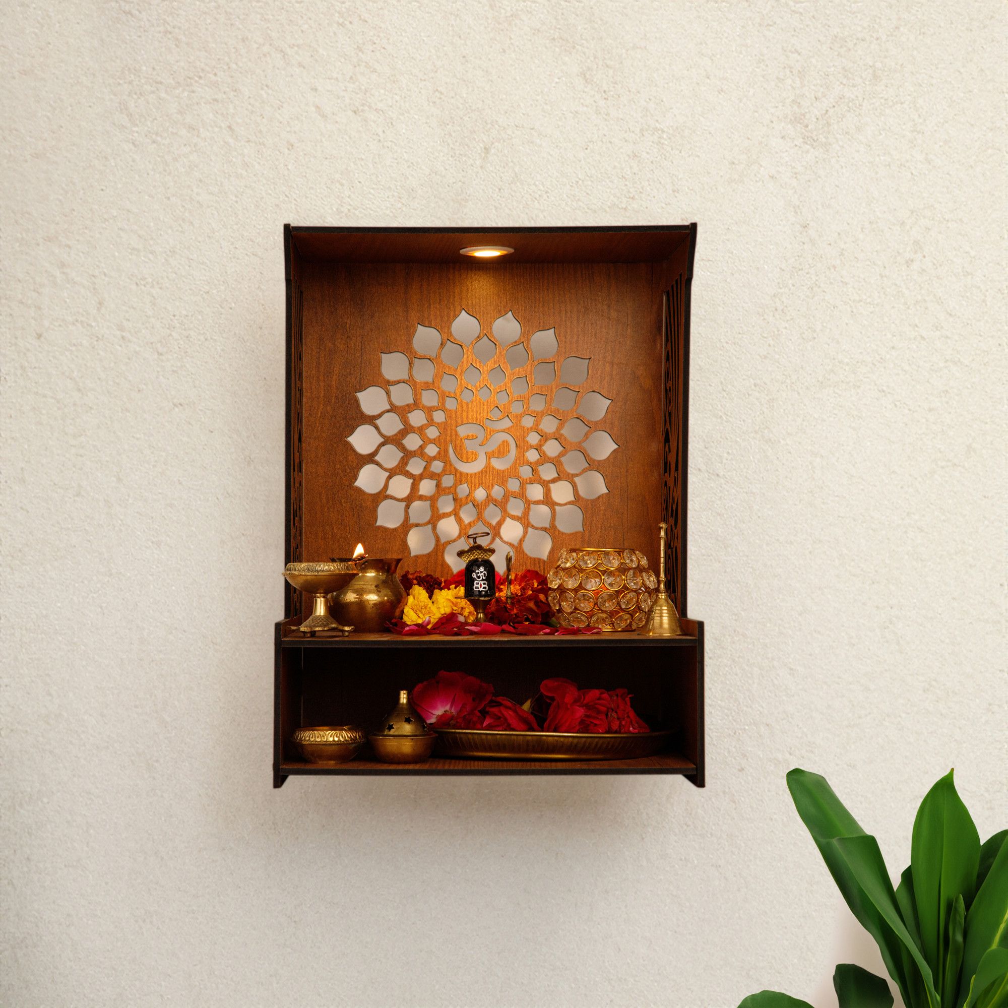 Kuber Industries Pooja Mandir | Pooja Stand for Home | Temple for Home and Office | Wall Mounted Home Temple | Pooja Mandir Stand for Home | OM Temple | Grandapine