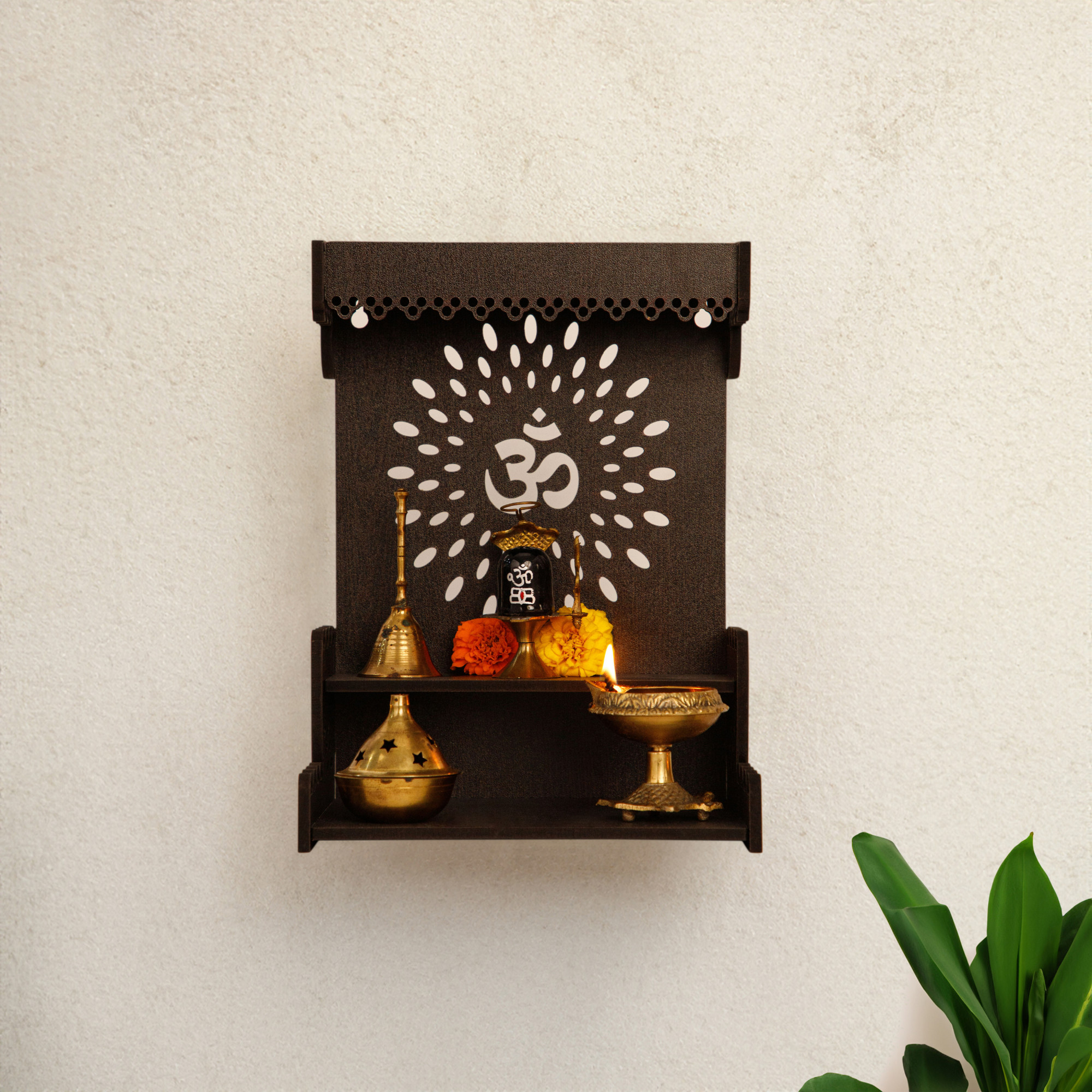 Kuber Industries Pooja Mandir | Pooja Stand for Home | Temple for Home and Office | Wall Mounted Home Temple | Pooja Mandir Stand for Home | Rajasthani Temple | Weinge