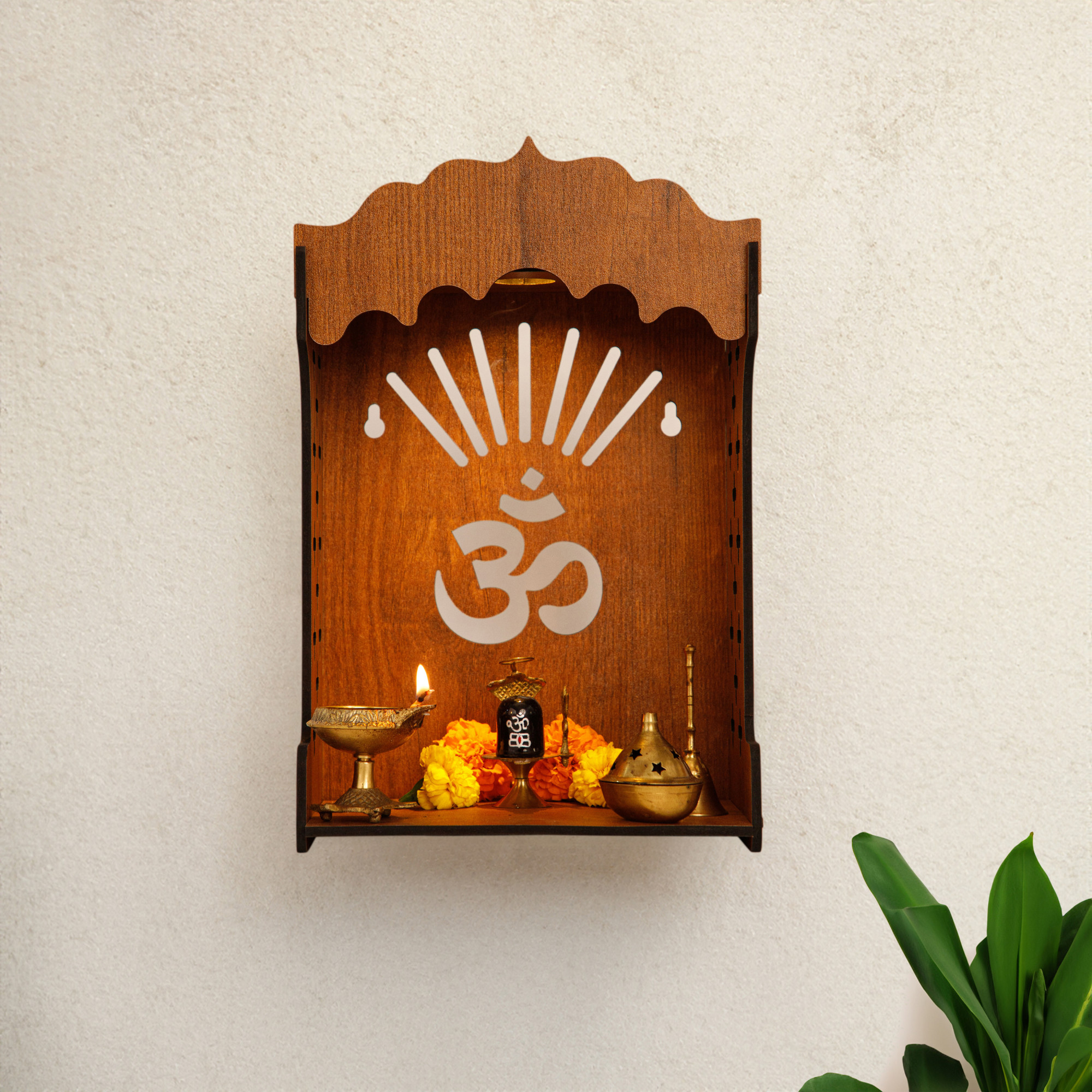 Kuber Industries Pooja Mandir | Pooja Stand for Home | Temple for Home and Office | Wall Mounted Home Temple | Pooja Mandir Stand for Home | Laxmi Temple without Bell | Grandapine
