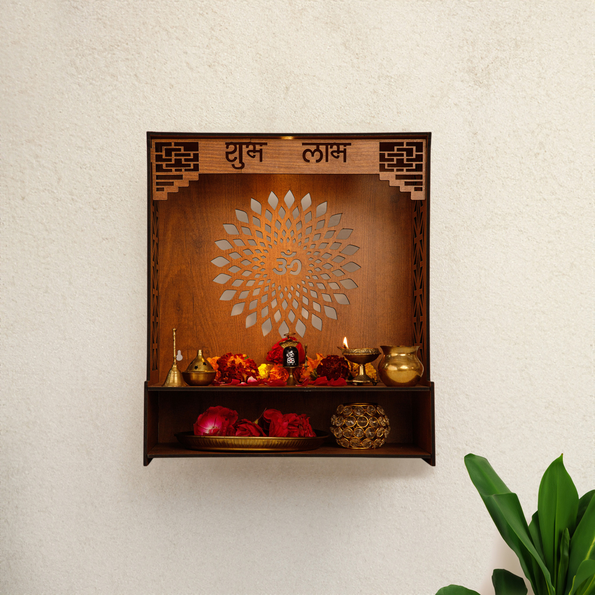 Kuber Industries Pooja Mandir | Pooja Stand for Home | Temple for Home and Office | Wall Mounted Home Temple | Pooja Mandir Stand for Home | Subh Labh Temple | Grandapine