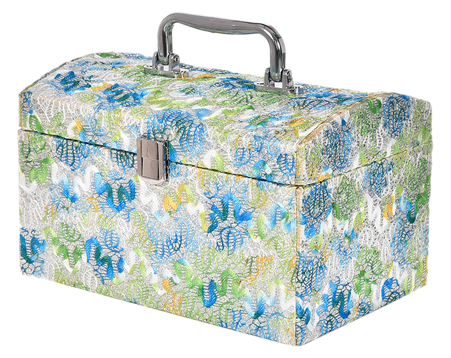 Kuber Industries Poratble: Compact Designer Wooden Makeup/Jewllery/Travel Toiletry Box For Women With Mirror (Multicolor)-45KM057