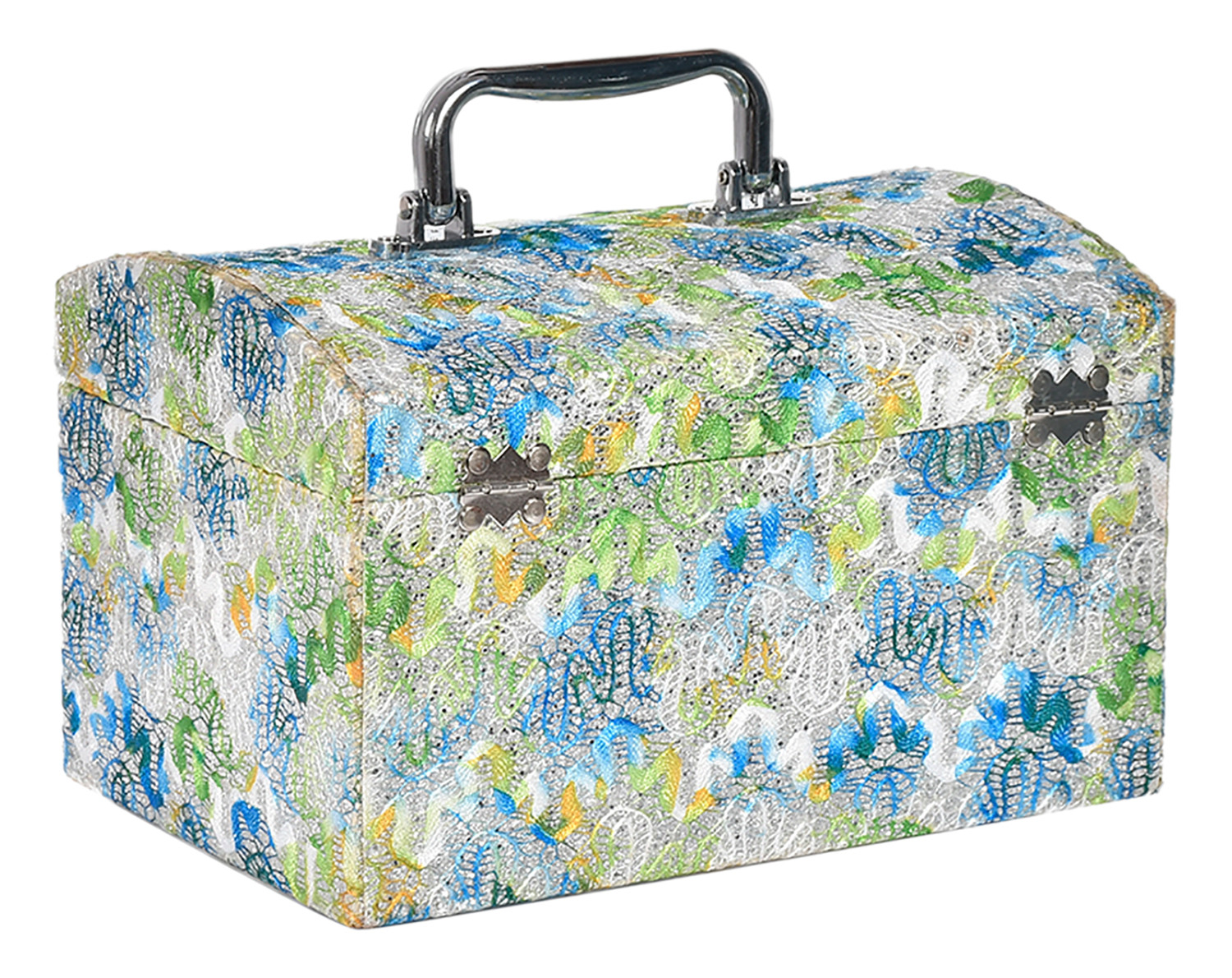 Kuber Industries Poratble: Compact Designer Wooden Makeup/Jewllery/Travel Toiletry Box For Women With Mirror (Multicolor)-45KM057