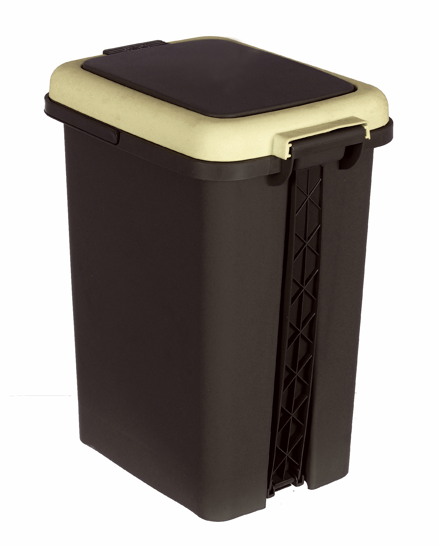 Kuber Industries Portable 10 Ltr Plastic Push And Pedal Dustbin With Lid & Handle Garbage Bins for Home Office (Black & Cream)