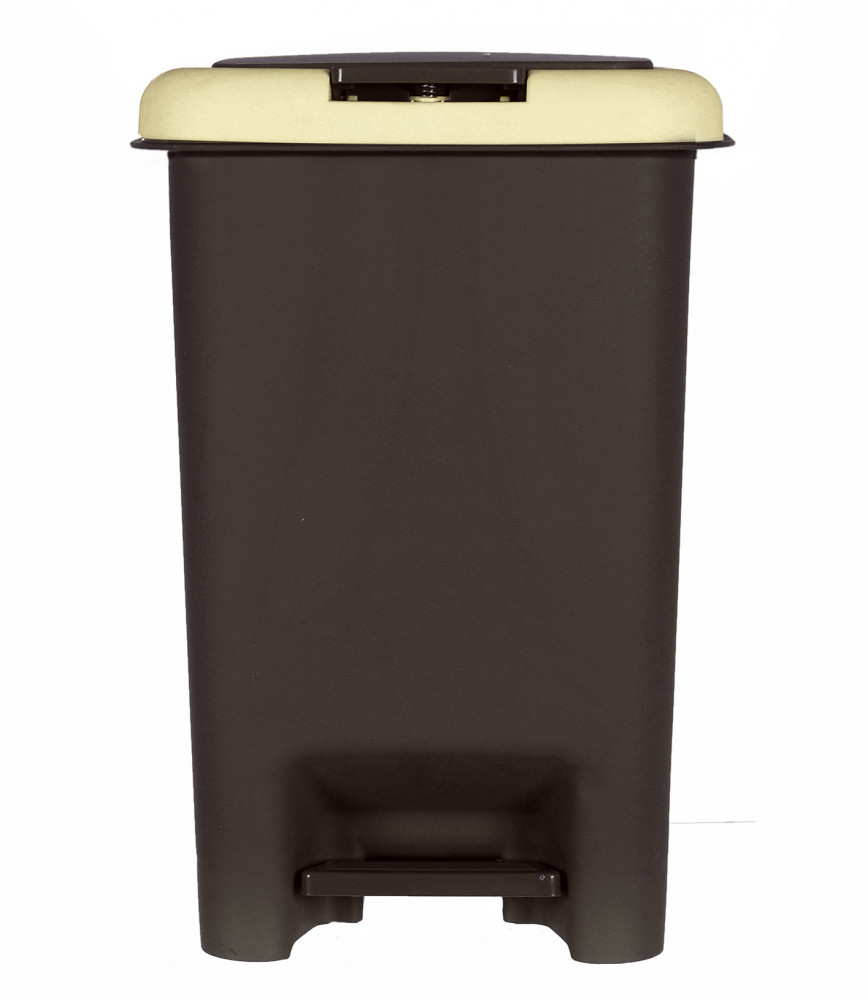 Kuber Industries Portable 6.5 Ltr Plastic Push And Pedal Dustbin With Lid Garbage Bins for Home Office (Black &amp; Cream)