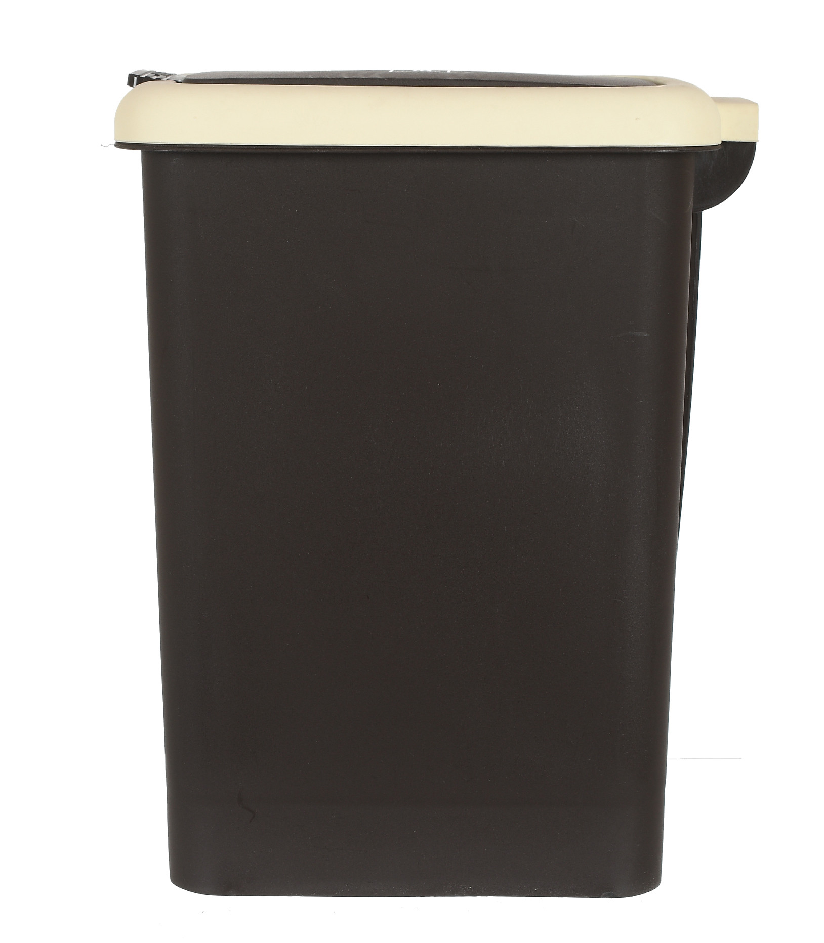 Kuber Industries Portable 6.5 Ltr Plastic Push And Pedal Dustbin With Lid Garbage Bins for Home Office (Black & Cream)