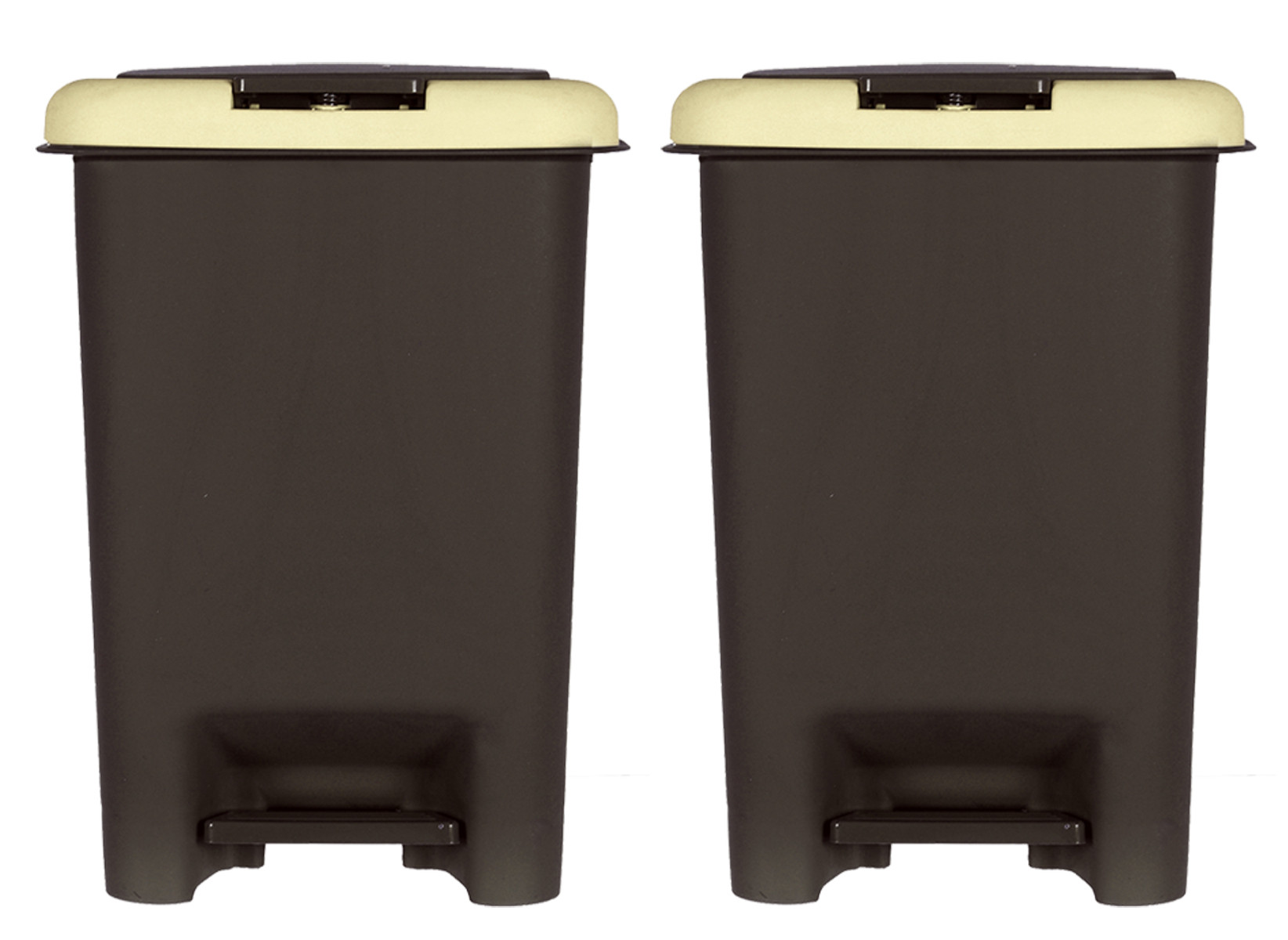 Kuber Industries Portable 6.5 Ltr Plastic Push And Pedal Dustbin With Lid Garbage Bins for Home Office (Black & Cream)