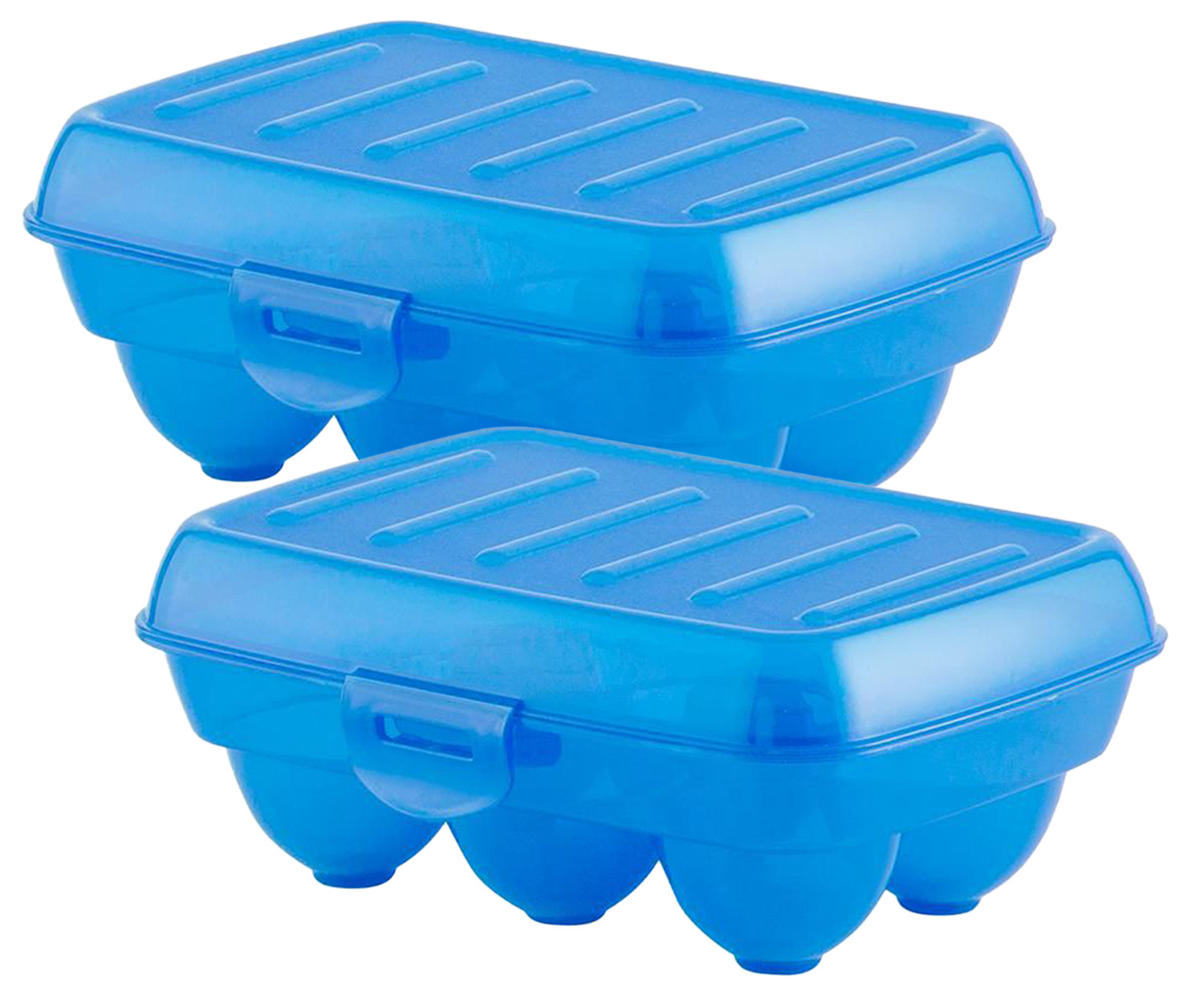 Kuber Industries Portable Food Grade Plastic Egg Holder/Storage Box For 6 Pieces Egg (Blue)-46KM0395