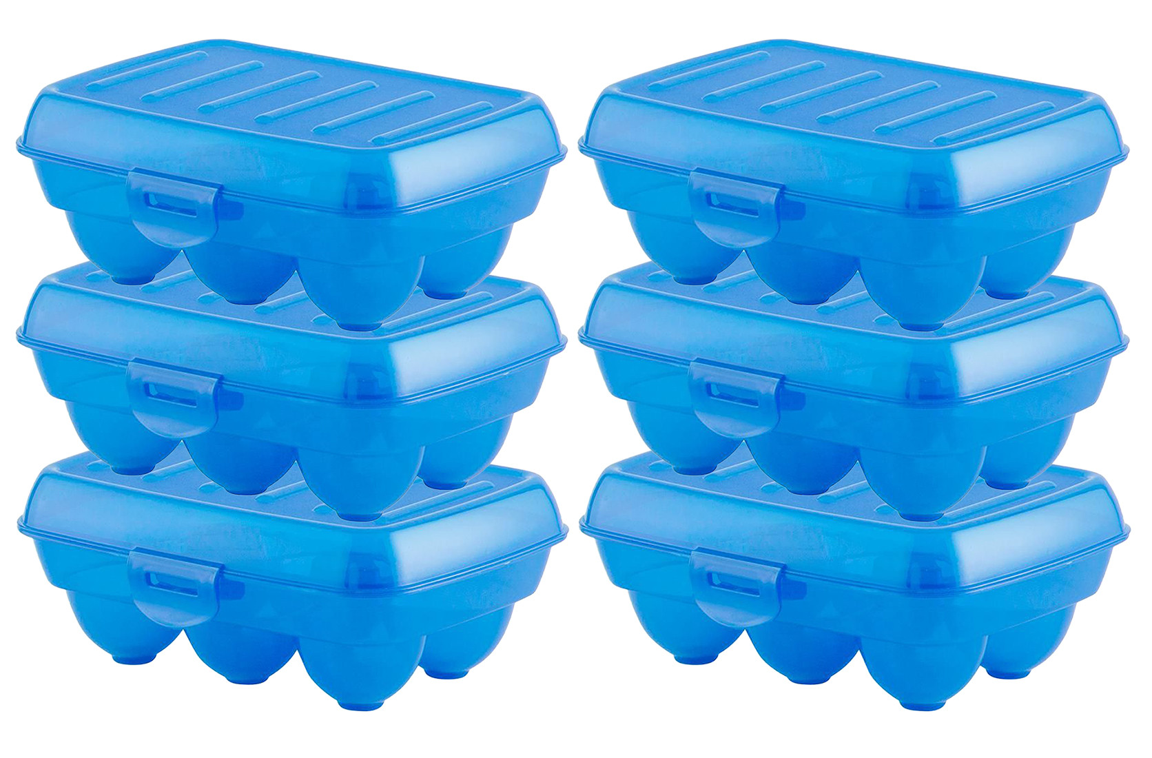 Kuber Industries Portable Food Grade Plastic Egg Holder/Storage Box For 6 Pieces Egg (Blue)-46KM0395