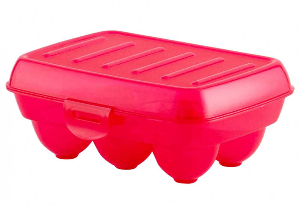 Kuber Industries Portable Food Grade Plastic Egg Holder/Storage Box For 6 Pieces Egg (Pink)-46KM0383