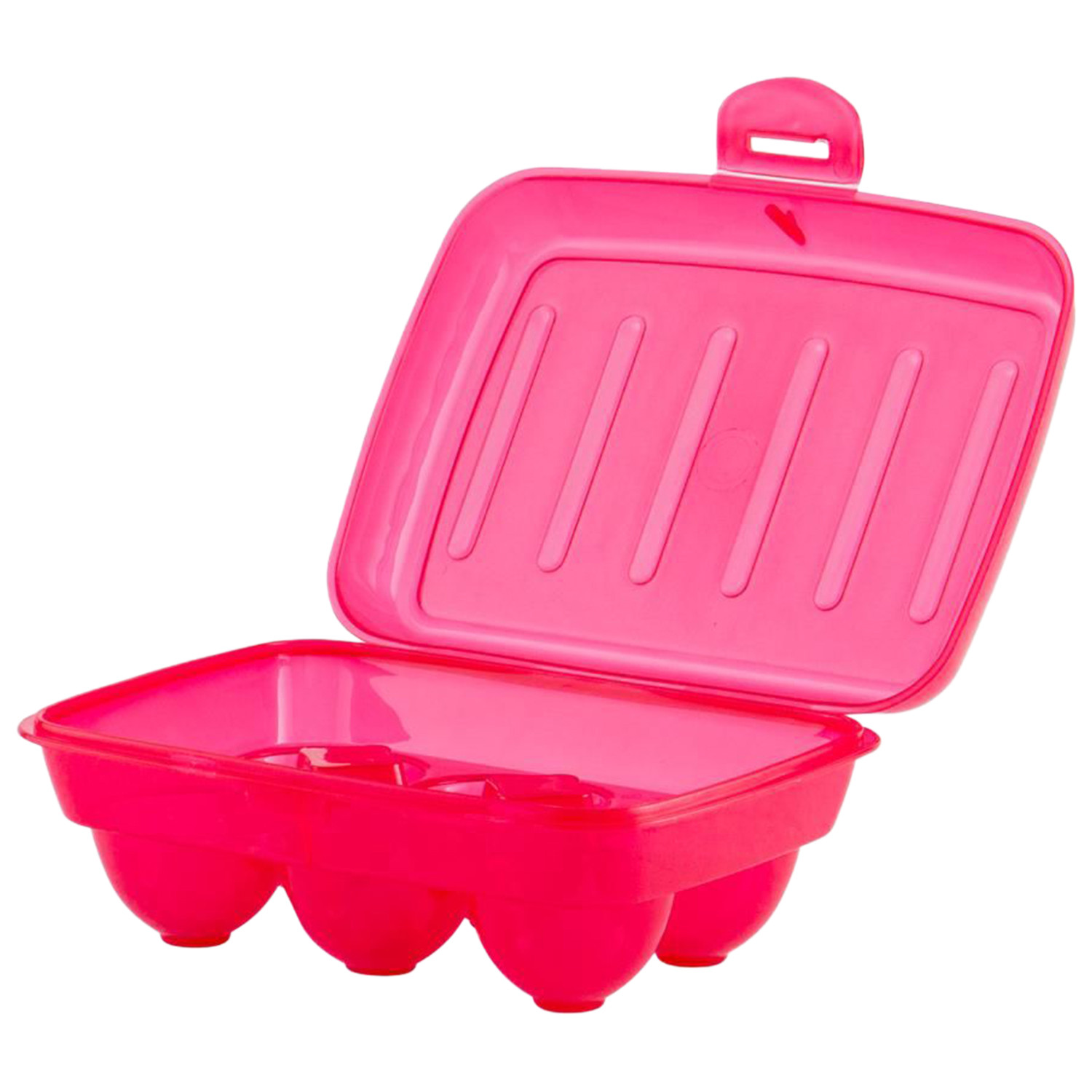 Kuber Industries Portable Food Grade Plastic Egg Holder/Storage Box For 6 Pieces Egg (Pink)-46KM0383