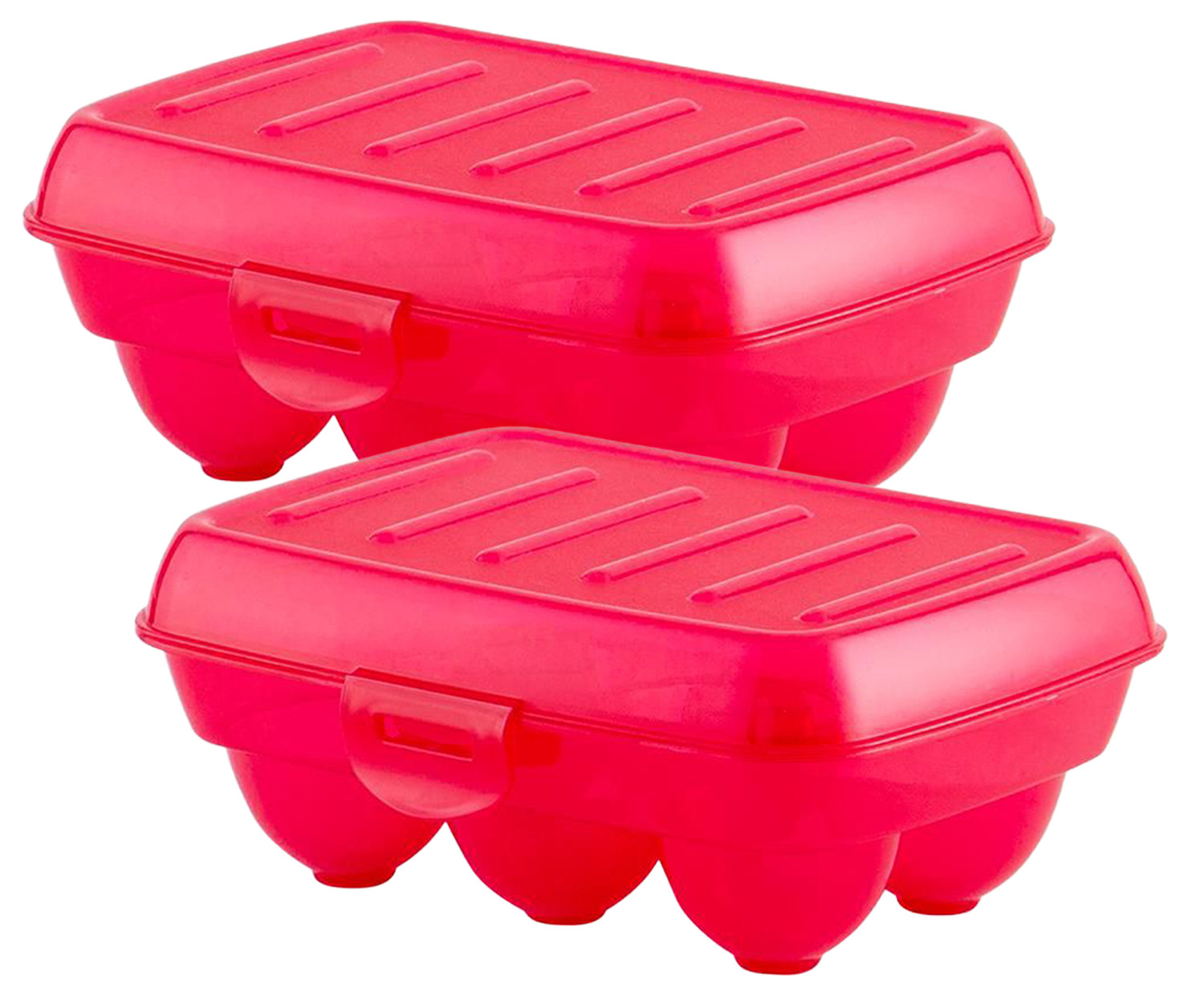 Kuber Industries Portable Food Grade Plastic Egg Holder/Storage Box For 6 Pieces Egg (Pink)-46KM0383