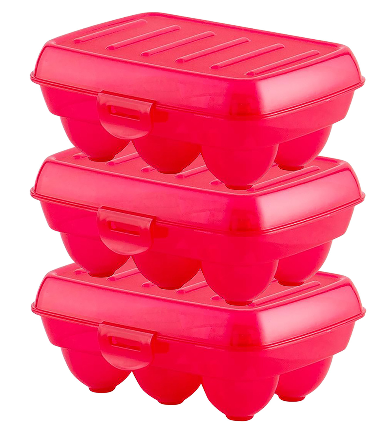 Kuber Industries Portable Food Grade Plastic Egg Holder/Storage Box For 6 Pieces Egg (Pink)-46KM0383