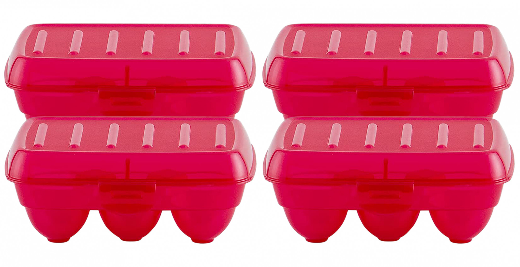 Kuber Industries Portable Food Grade Plastic Egg Holder/Storage Box For 6 Pieces Egg (Pink)-46KM0383