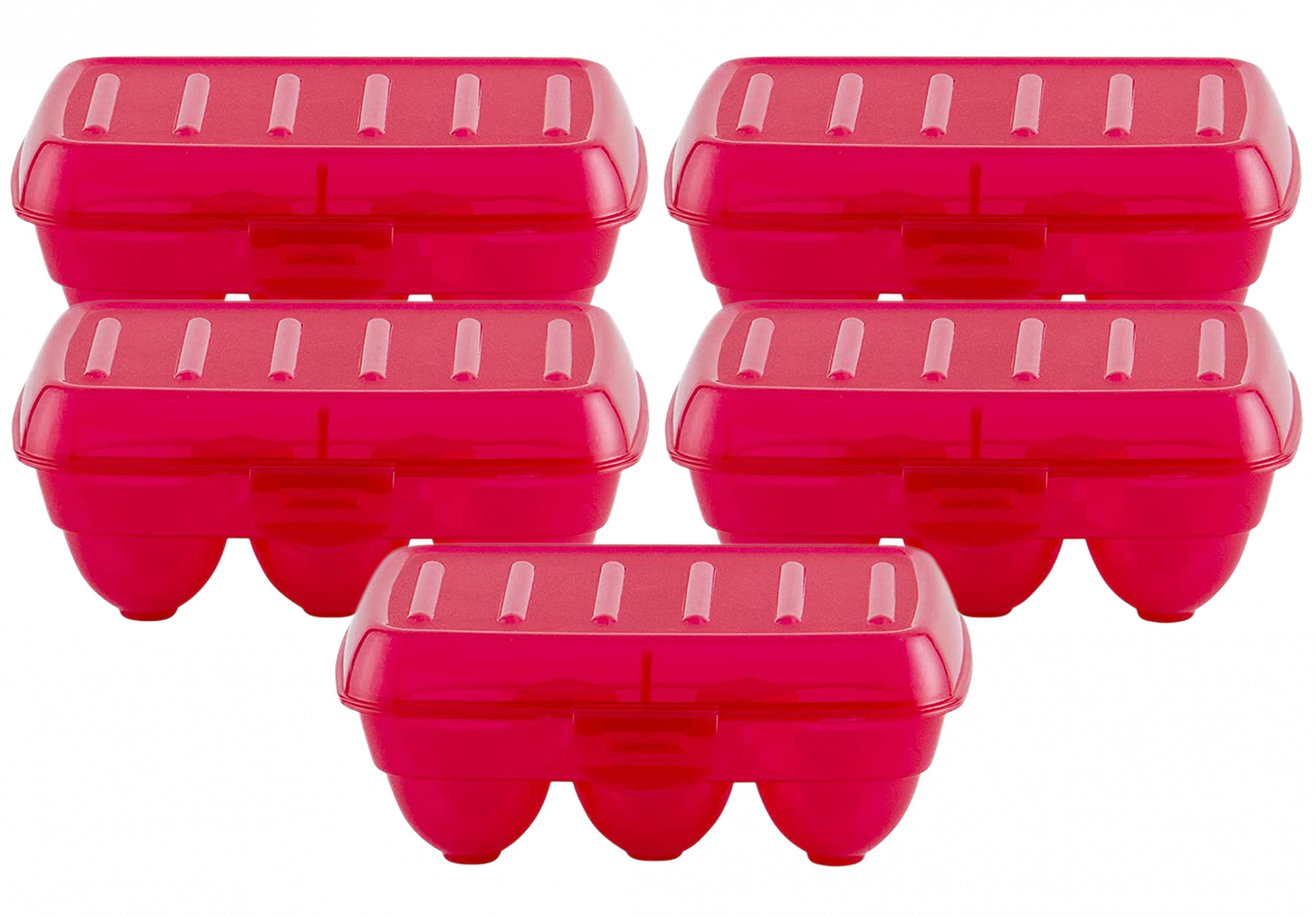 Kuber Industries Portable Food Grade Plastic Egg Holder/Storage Box For 6 Pieces Egg (Pink)-46KM0383