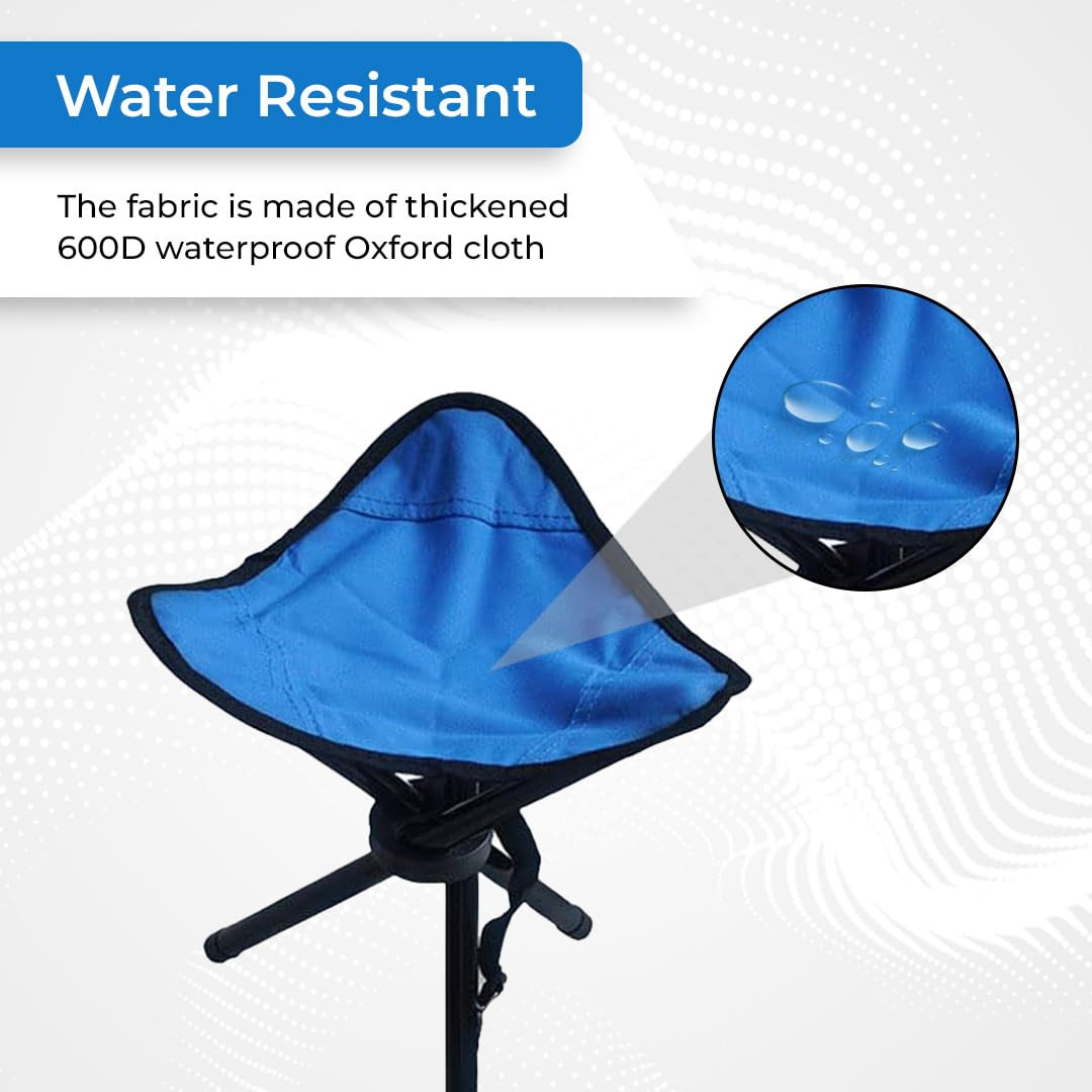 Kuber Industries Portable Portable Stool for TravellingFoldable Outdoor Sitting ChairTripod 3 Leg Chair for Camping Picnic HikingBlue - Set of 1