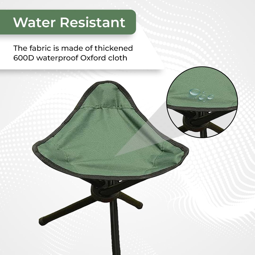 Kuber Industries Portable Stool for TravellingFoldable Outdoor Sitting ChairTripod 3 Leg Chair for Camping Picnic HikingGreen