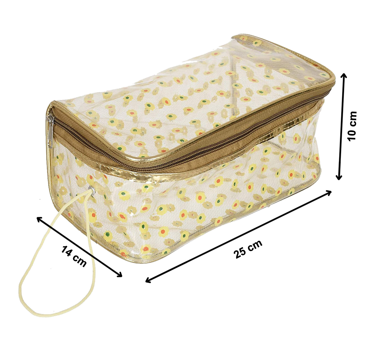 Kuber Industries Portable Transparent Travel Storage Carry Pouch PVC Zippered Toiletry Bag Organizers for Vacation Travel, Bathroom-Set of 4 (Yellow)