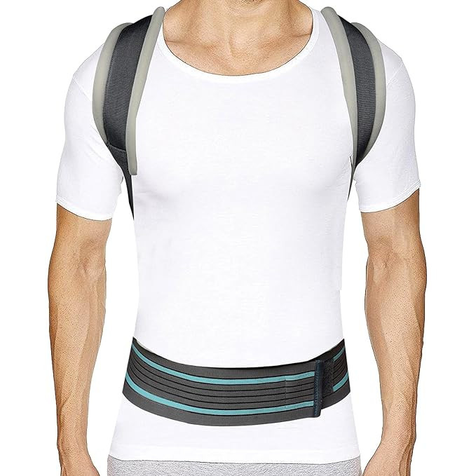 Kuber Industries Posture Belt | Posture Corrector Therapy Shoulder Belt | Lower and Upper Back Pain Relief Belt | Back Support Belt for Men & Women |Free Size | Gray