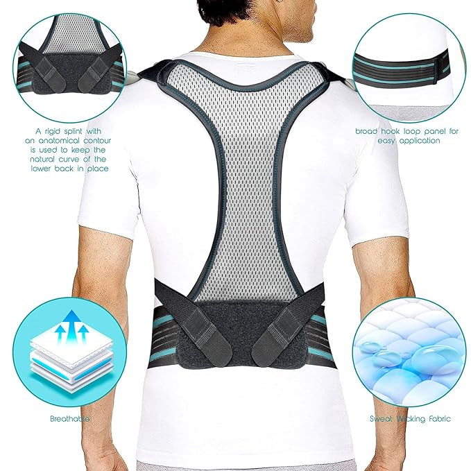 Kuber Industries Posture Belt | Posture Corrector Therapy Shoulder Belt | Lower and Upper Back Pain Relief Belt | Back Support Belt for Men & Women |Free Size | Gray