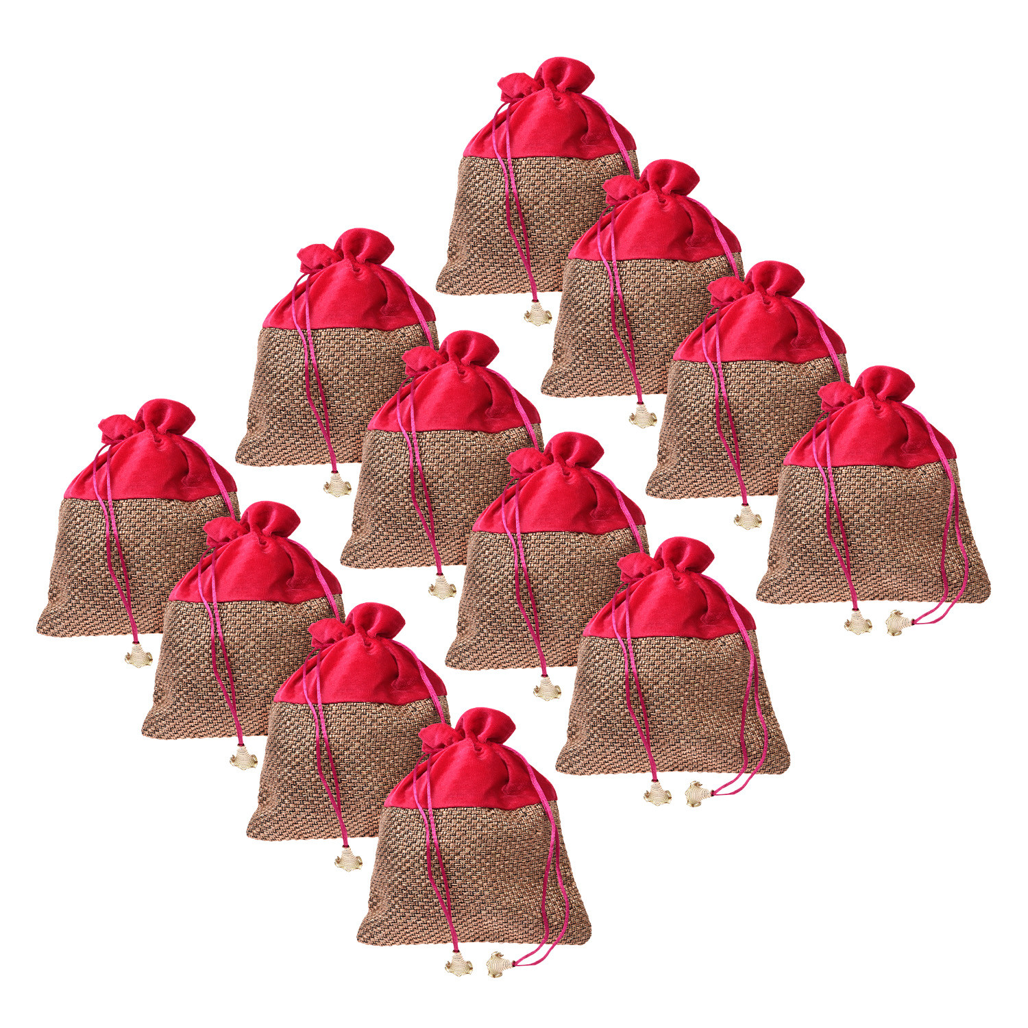 Kuber Industries Potli | Jute Fabric with Velvet Coated | Wallet Potli | Traditional Indian Drawstring Bags for Wedding | Shagun | 7x9 Inch | Rani