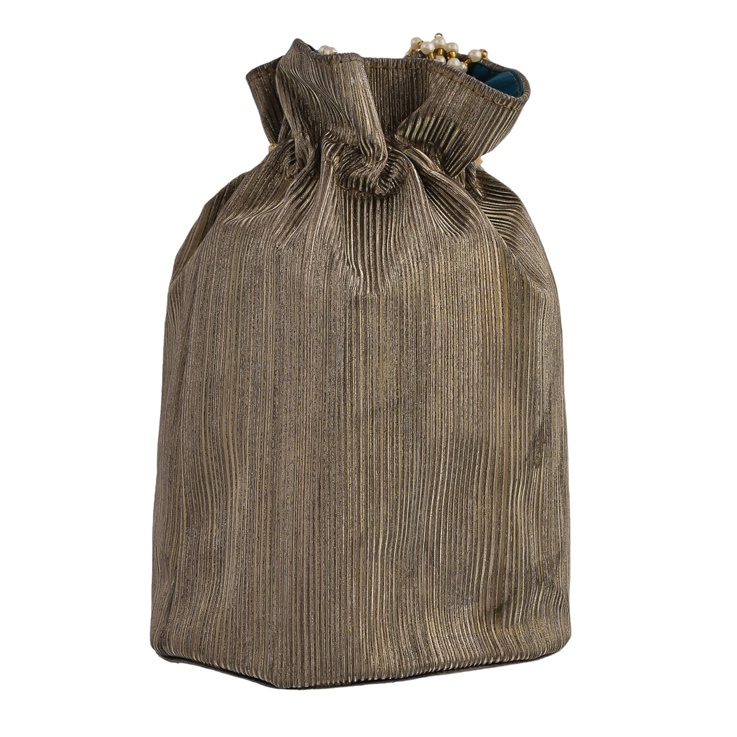 Kuber Industries Potli  Polyester Wedding Potli  Beads Handle Potli  Wallet Potli for Woman  Christmas Gift Potli  Baby Shower Potli  Metallic Shining Potli  Antique