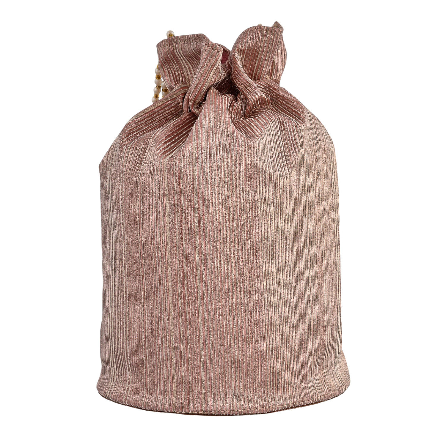 Kuber Industries Potli  Polyester Wedding Potli  Beads Handle Potli  Wallet Potli for Woman  Christmas Gift Potli  Baby Shower Potli  Metallic Shining Potli  Pink