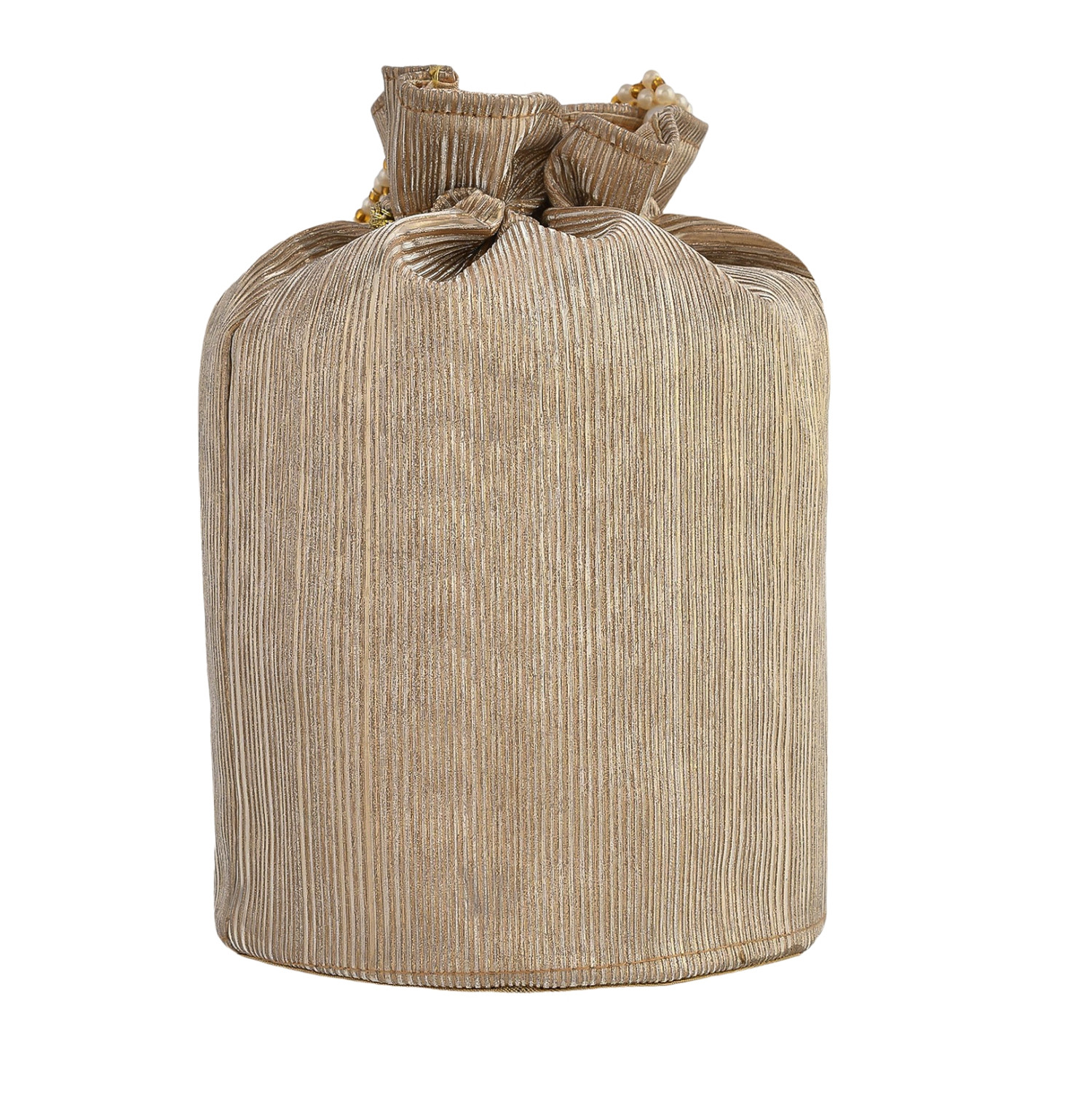 Kuber Industries Potli  Polyester Wedding Potli  Beads Handle Potli  Wallet Potli for Woman  Christmas Gift Potli  Baby Shower Potli  Metallic Shining Potli  Golden