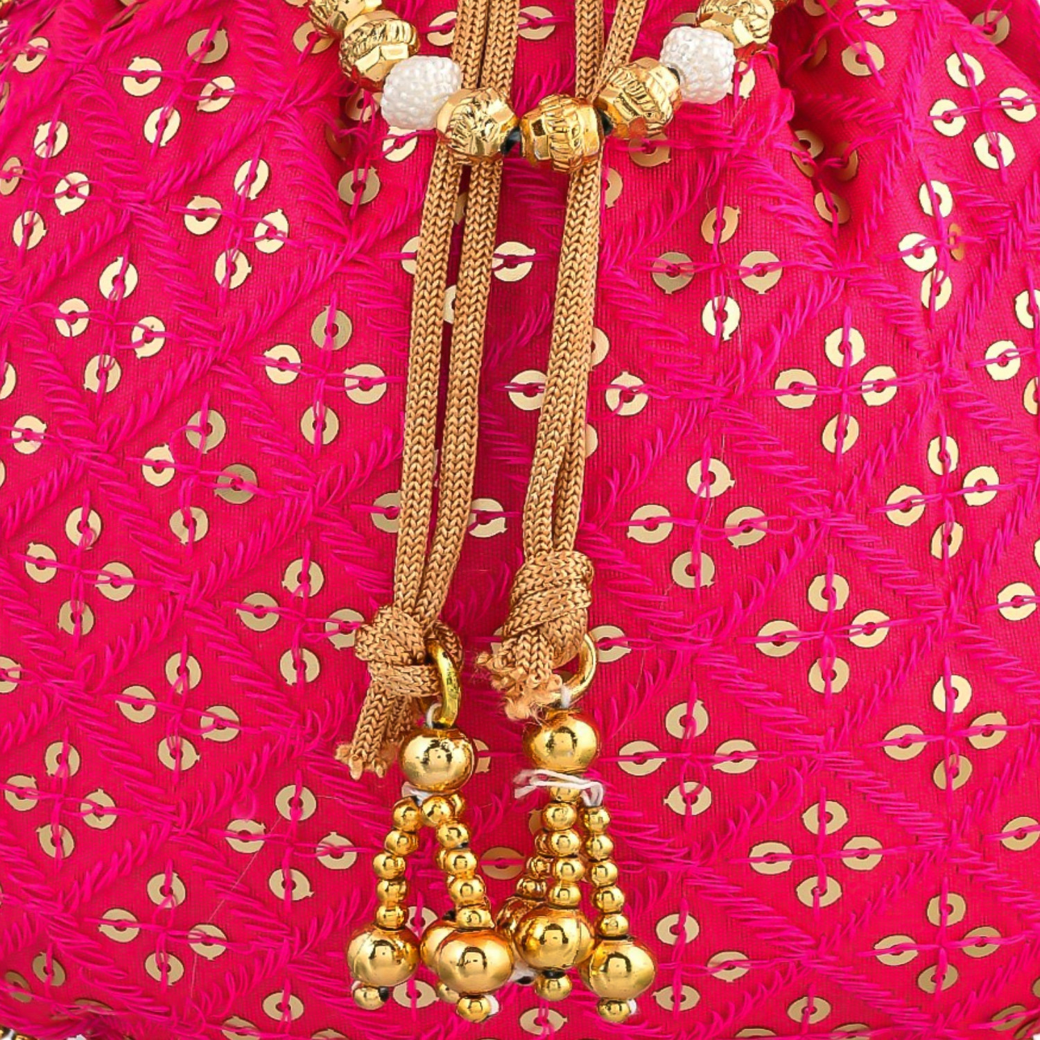 Kuber Industries Potli  Silk Wedding Potli  Drawstring Closure Potli  Wallet Potli  Christmas Gift Potli  Baby Shower Potli  Traditional Shagun Potli  Single Side Sequins-Potli  Rani