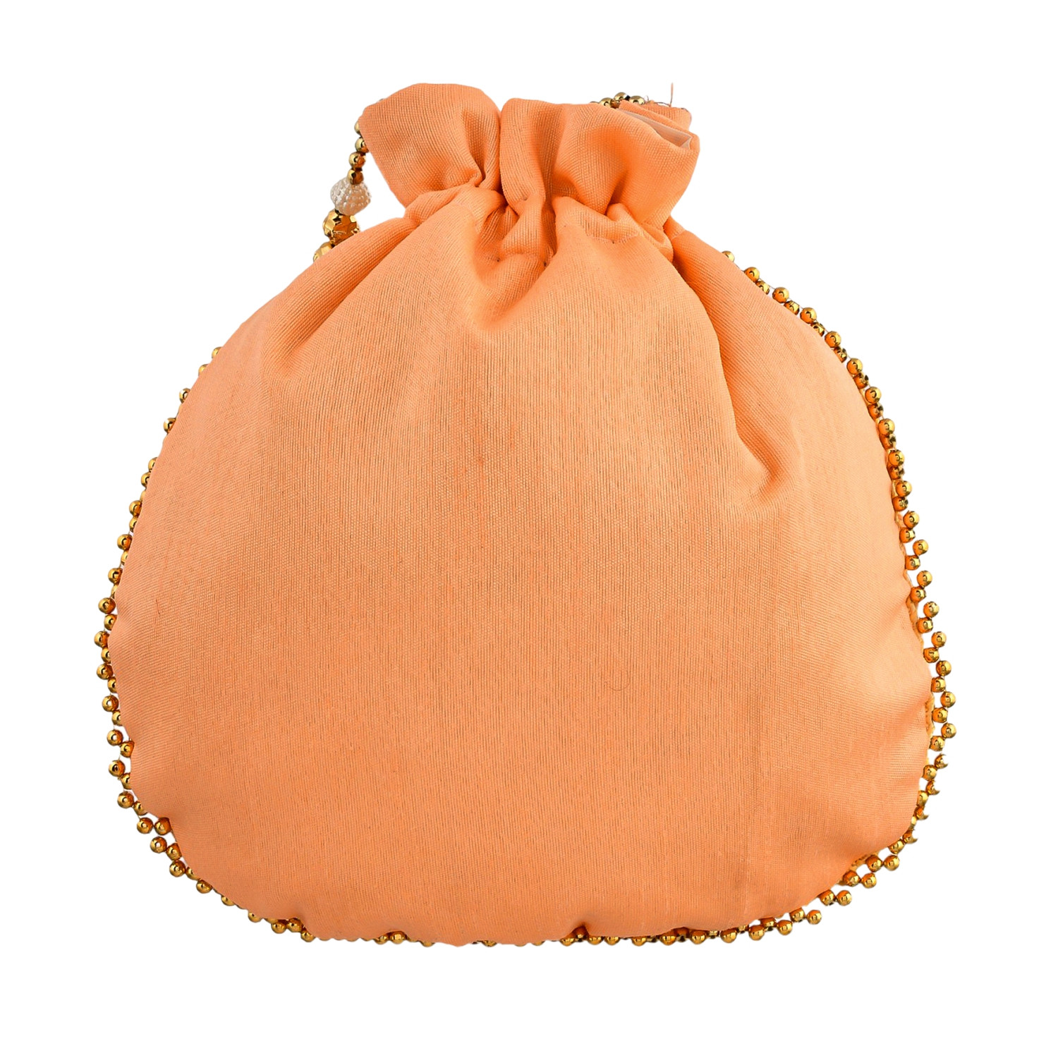 Kuber Industries Potli  Silk Wedding Potli  Drawstring Closure Potli  Wallet Potli  Christmas Gift Potli  Baby Shower Potli  Traditional Shagun Potli  Single Side Sequins-Potli  Peach