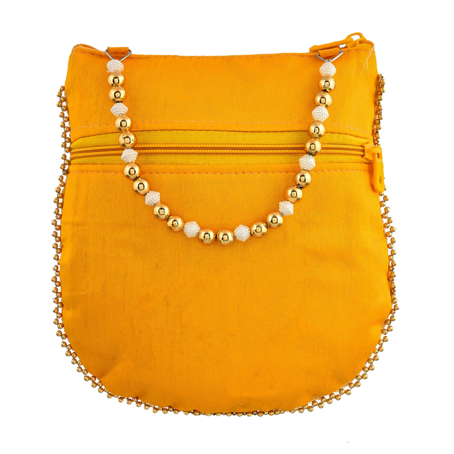 Kuber Industries Potli | Silk Wedding Potli | Wallet Potli | Christmas Gift Potli | Baby Shower Potli | Traditional Embroidery Potli | Shagun Potli | Double Handle Zip-Potli | Yellow