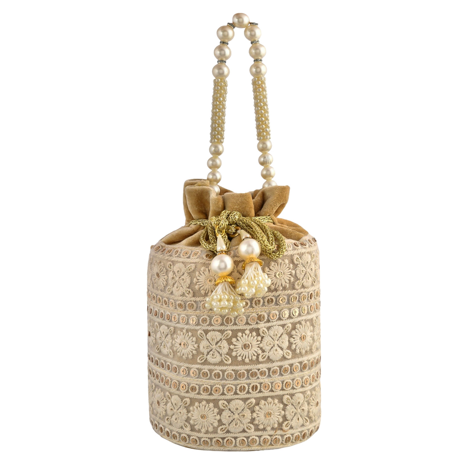 Kuber Industries Potli | Velvet Wedding Potli | Beads Handle Potli | Wallet Potli | Christmas Gift Potli | Baby Shower Potli | Embroidery Potli | Lucknowi Potli | Golden