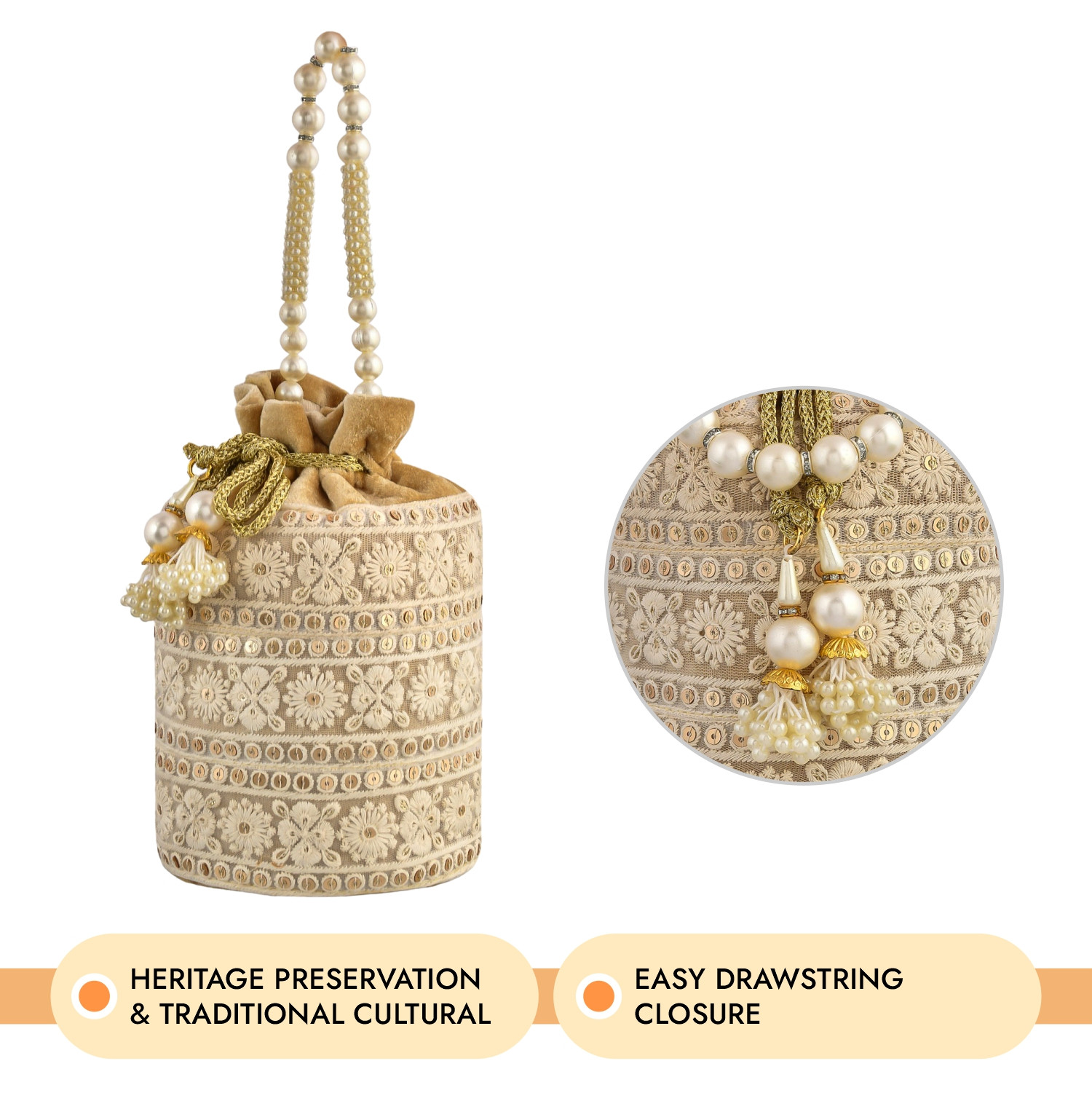 Kuber Industries Potli | Velvet Wedding Potli | Beads Handle Potli | Wallet Potli | Christmas Gift Potli | Baby Shower Potli | Embroidery Potli | Lucknowi Potli | Golden