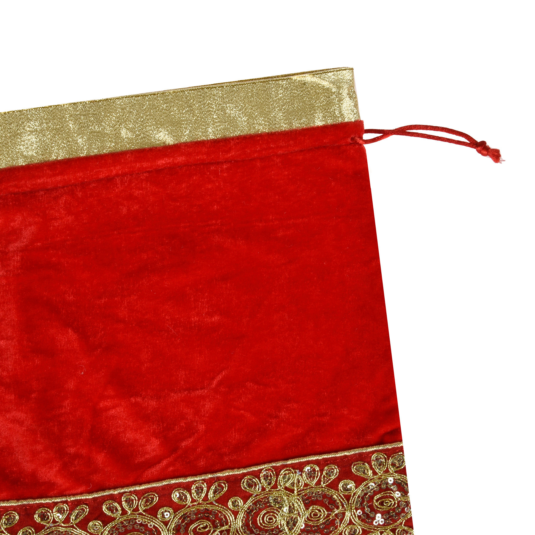 Kuber Industries Potli | Velvet Wedding Potli | Drawstring Closure Potli | Wallet Potli | Christmas Gift Potli | Baby Shower Potli | Traditional Shagun Potli | Gota Potli | 9x12 Inch |Red