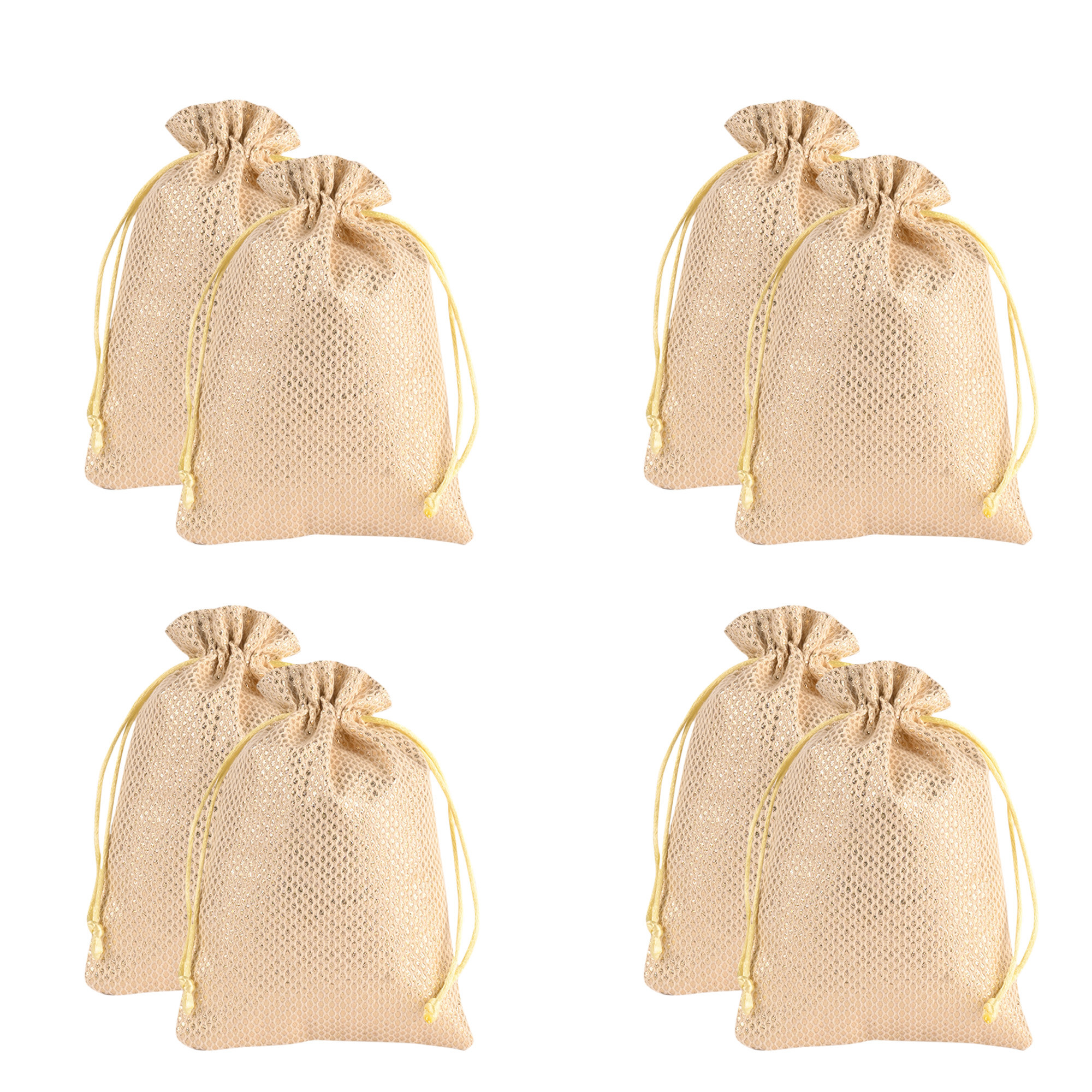 Kuber Industries Potli | Zari Wedding Potli | Drawstring Closure Potli | Wallet Potli | Christmas Gift Potli | Baby Shower Potli | Traditional Shagun Potli | 7x9 Inch | Medium |Golden