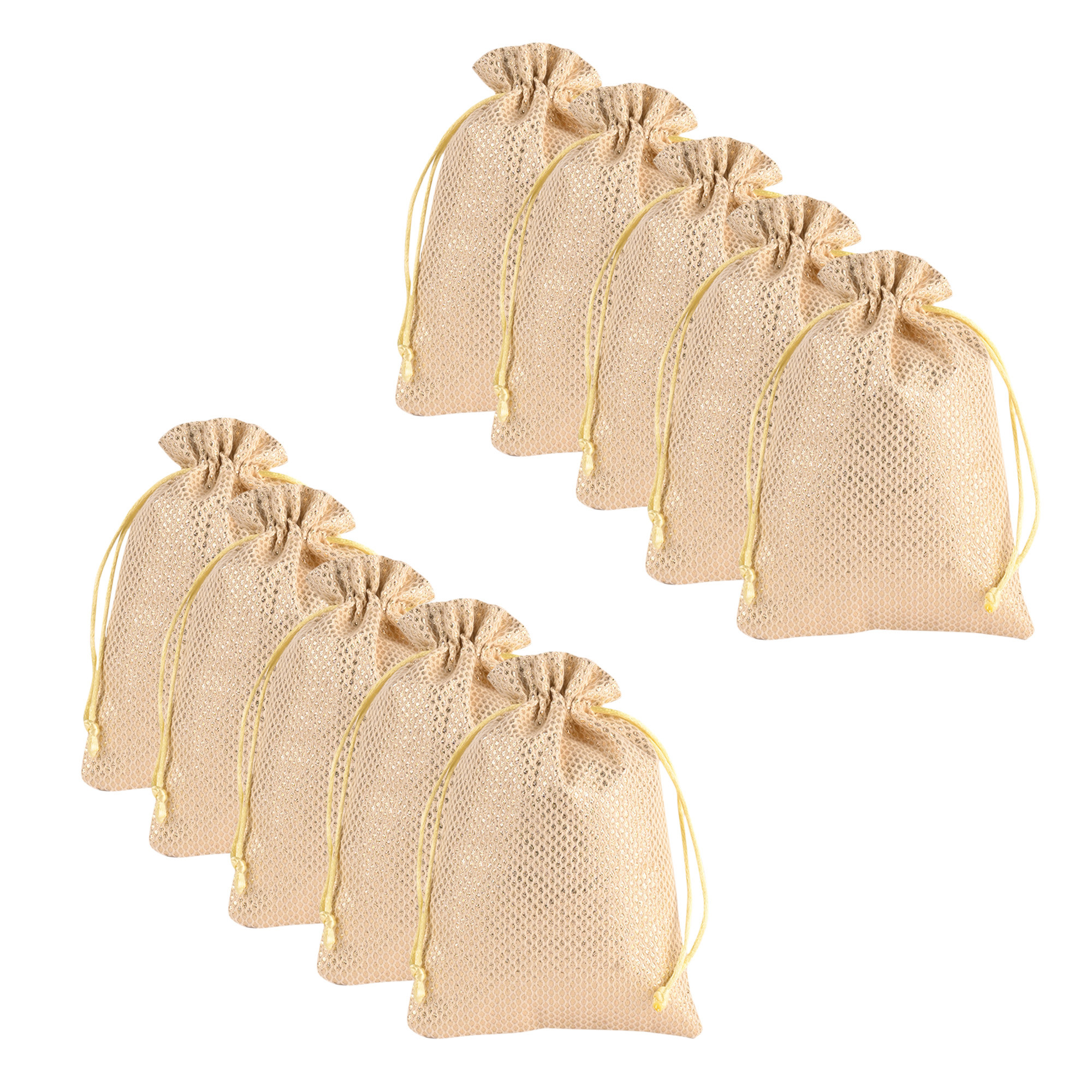 Kuber Industries Potli | Zari Wedding Potli | Drawstring Closure Potli | Wallet Potli | Christmas Gift Potli | Baby Shower Potli | Traditional Shagun Potli | 7x9 Inch | Medium |Golden