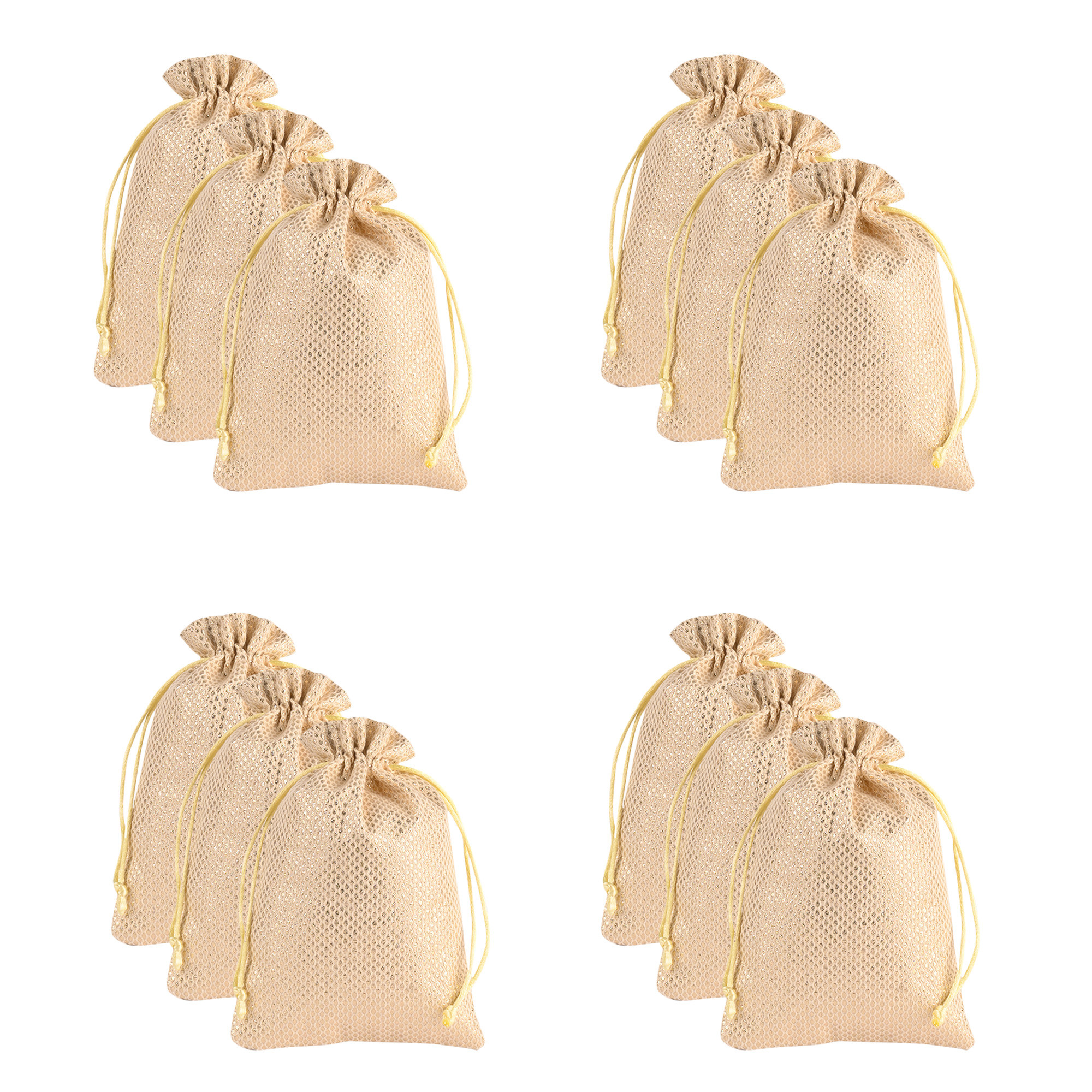 Kuber Industries Potli | Zari Wedding Potli | Drawstring Closure Potli | Wallet Potli | Christmas Gift Potli | Baby Shower Potli | Traditional Shagun Potli | 7x9 Inch | Medium |Golden