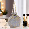 Potli Bags for Ladies & Girls | Women Shagun Pouches for Festive Seasons | Batwa Bag Bridal Purse With Embroidery -Grey