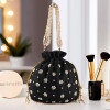 Potli Bags for Ladies & Girls | Women Shagun Pouches for Festive Seasons | Batwa Bag Bridal Purse With Moti Design - Black