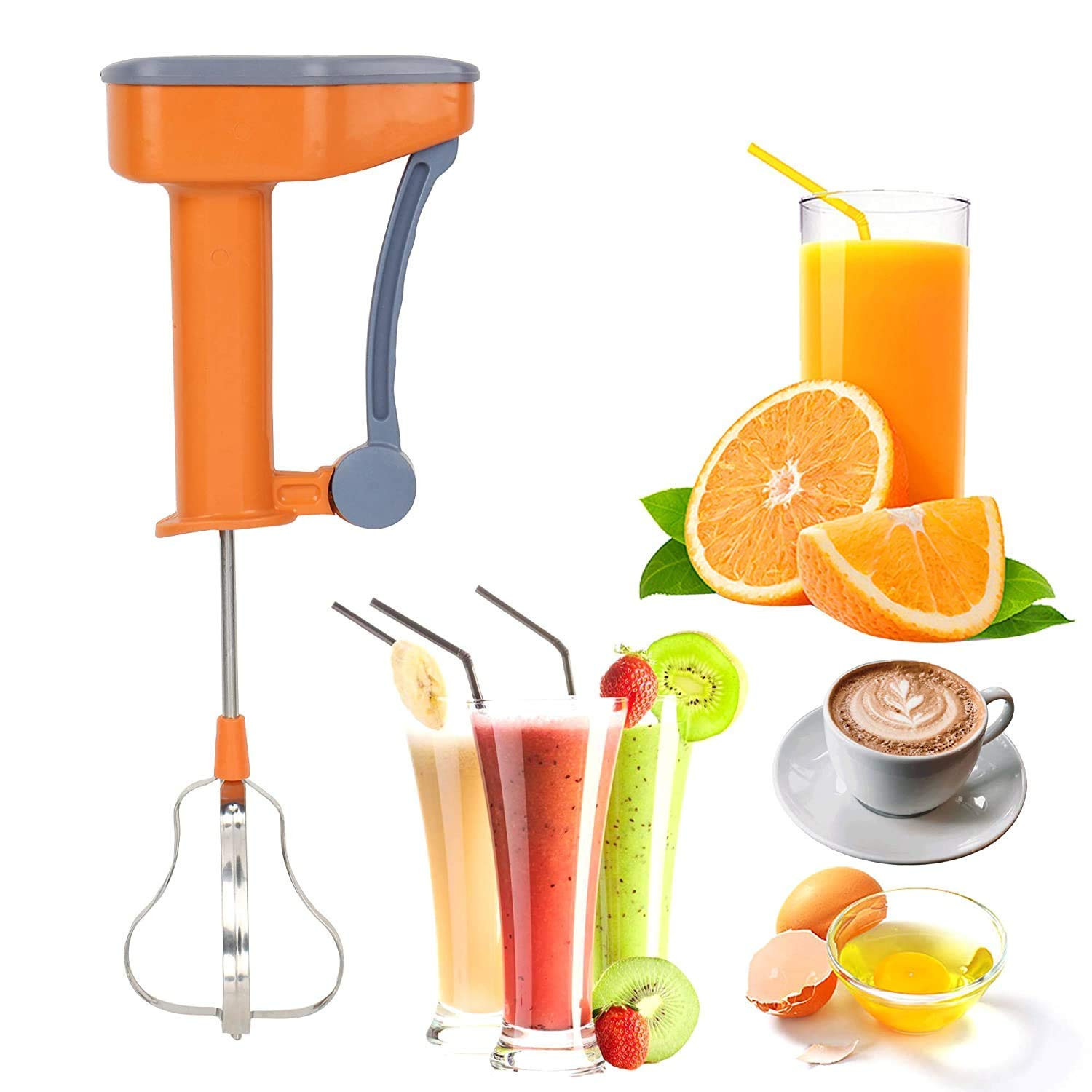 Kuber Industries Power-Free Hand Blender and Beater in Kitchen Appliances with High Speed Operation (Egg and Cream, Milkshake, Soup, Lassi, Butter Milk Maker) Multi-KUBMRT11901
