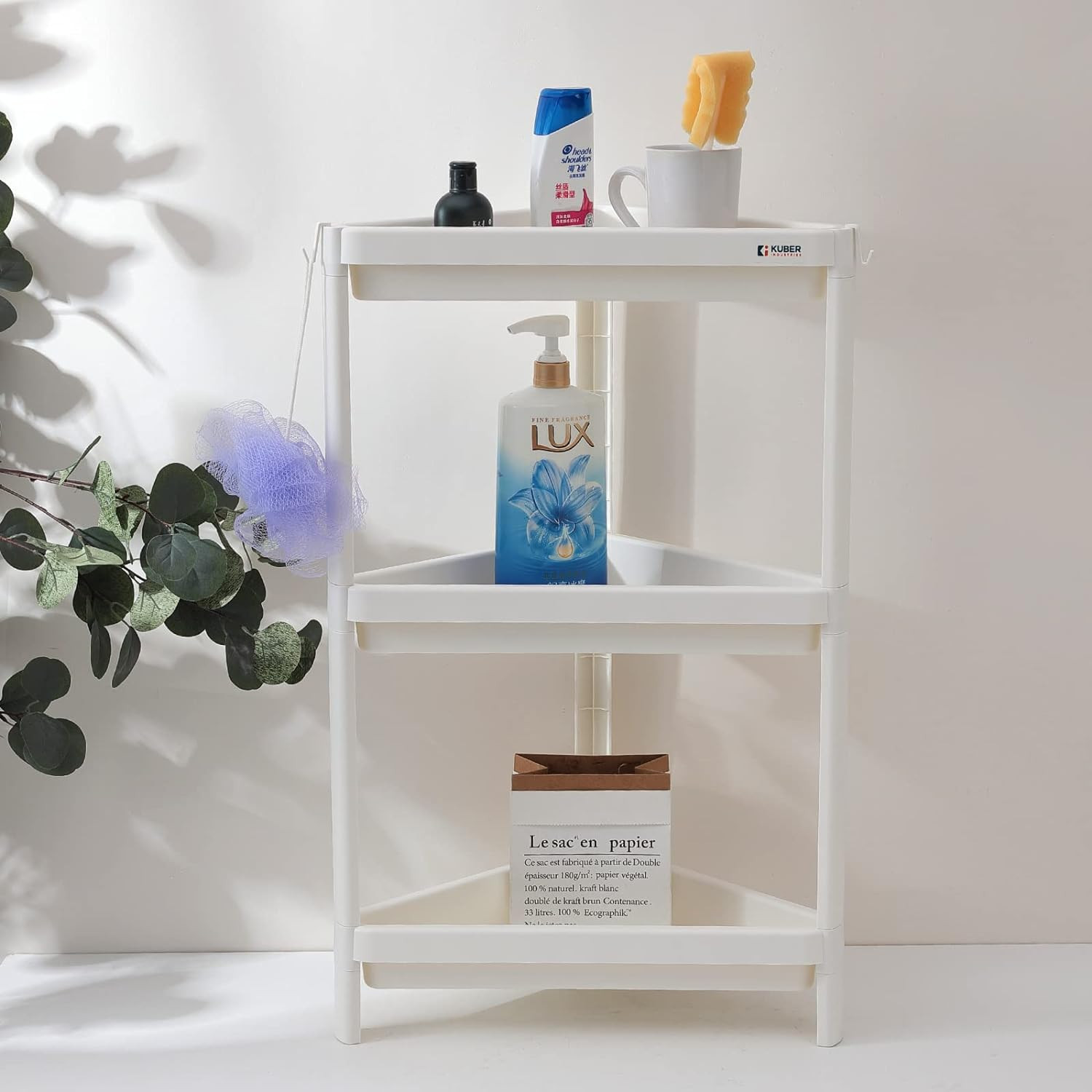 Kuber Industries PP Storage Shelf (Triangle)- 1743-White