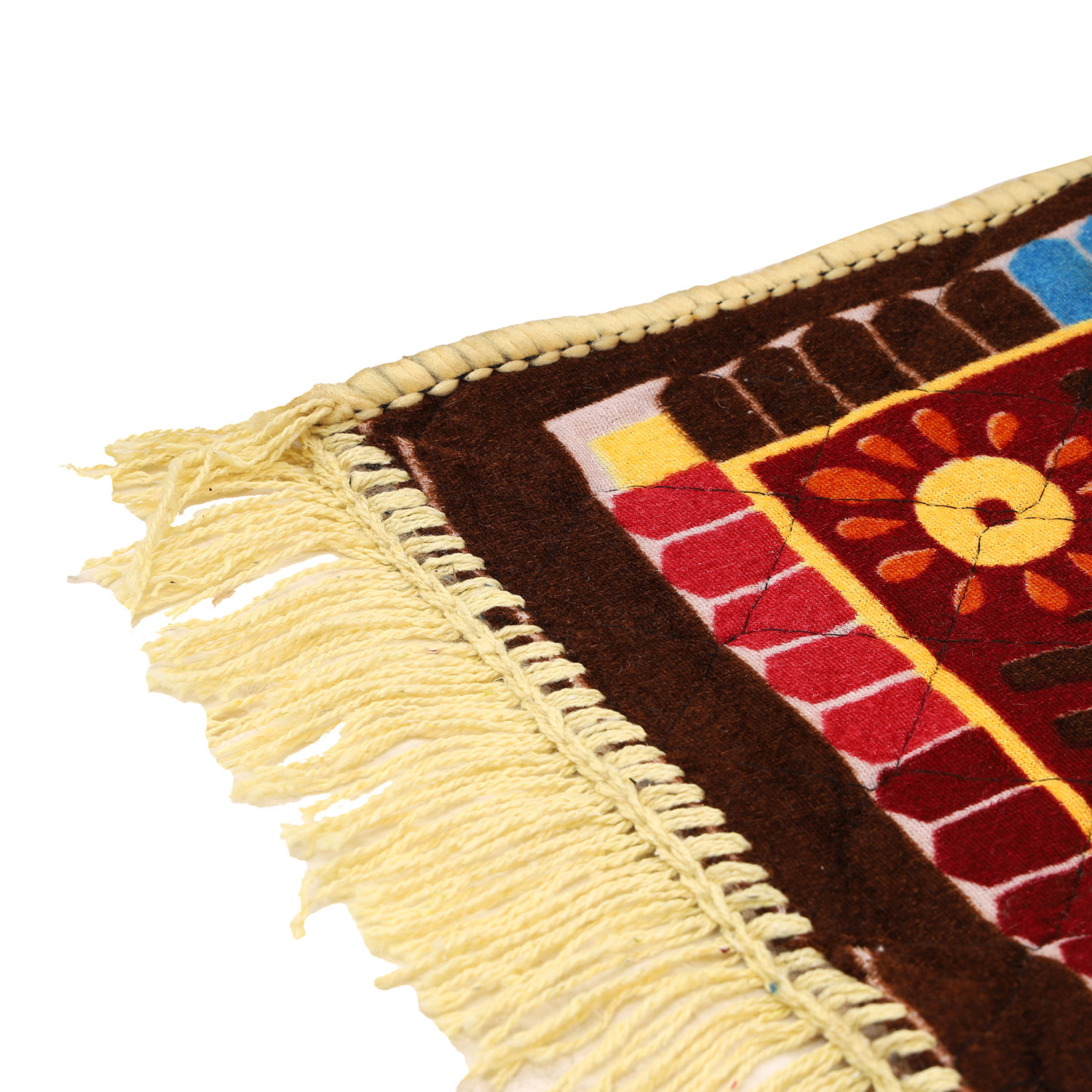 Kuber Industries Prayer Mat | Velvet Aasan Mat | Meditation Prayer Carpet Mat | Pooja Aasan Mat | Check Square Prayer Mat | Traditional Prayer Mat | Small | Multicolor