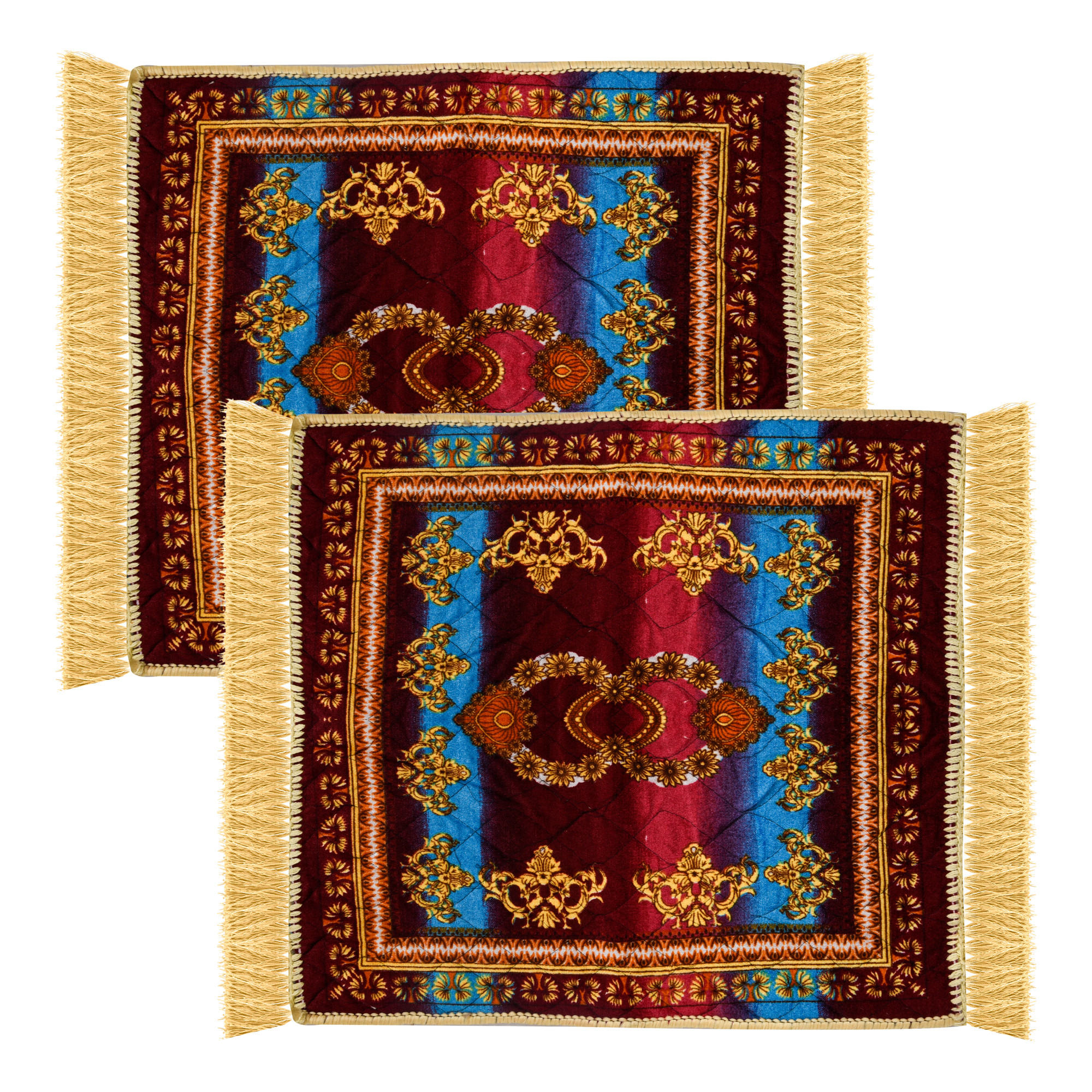 Kuber Industries Prayer Mat | Velvet Aasan Mat | Meditation Prayer Carpet Mat | Pooja Aasan Mat | Flower Square Prayer Mat | Traditional Prayer Mat | Small | Multicolor