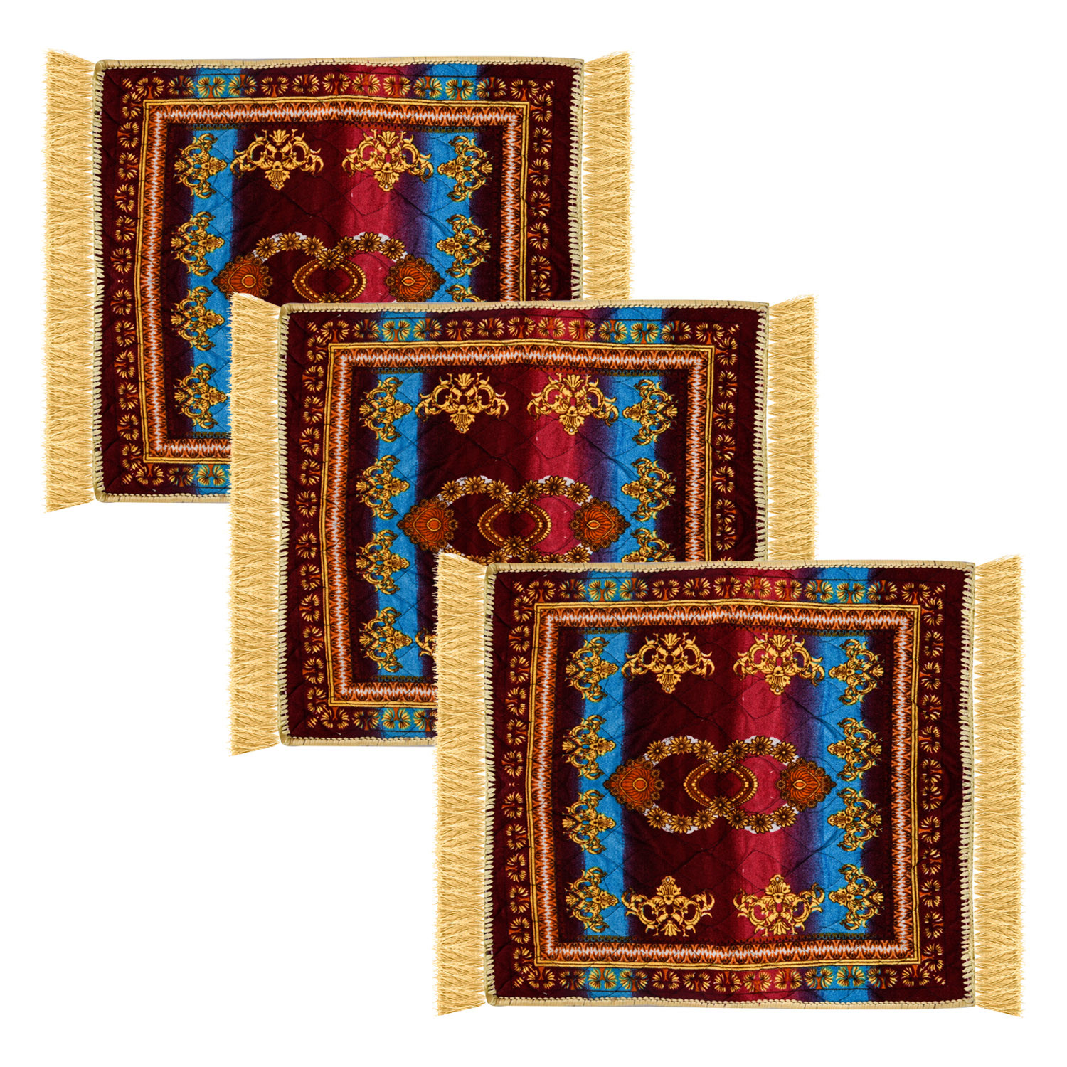 Kuber Industries Prayer Mat | Velvet Aasan Mat | Meditation Prayer Carpet Mat | Pooja Aasan Mat | Flower Square Prayer Mat | Traditional Prayer Mat | Small | Multicolor