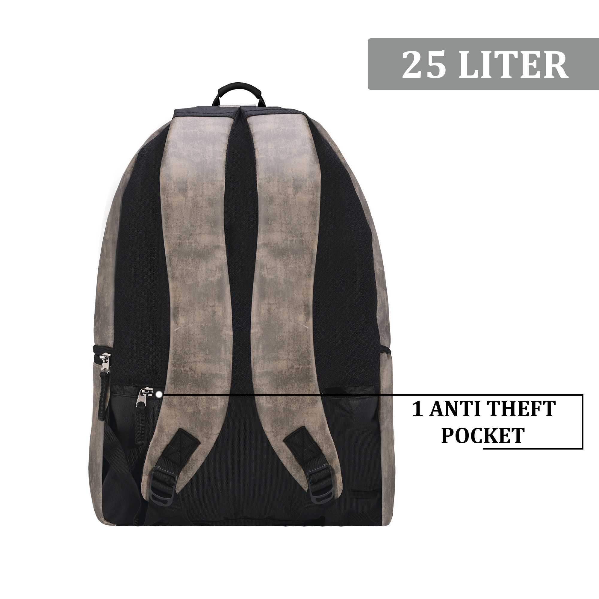 Kuber Industries Premium 25L Faux Leather College Bag for Men Stylish  Travel Office Use Cabin Backpack for Women Boys  Girls  2 Main Compartments Bottle Pocket Laptop Space  Sandstone Brown