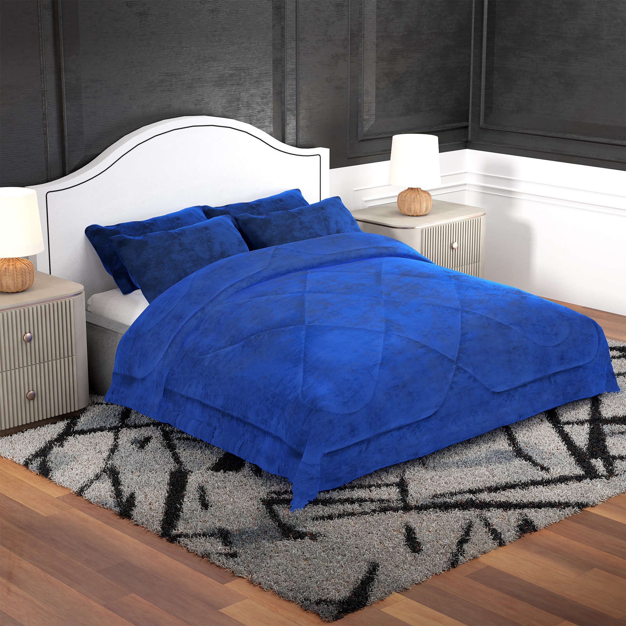 Kuber Industries Premium 90x100 Inch Reversible Supersoft Blanket for Heavy Winter  500 GSM King Size Comforter  Garam Kambal for Home  Quilted RazaiDouble Bed Blankets for Winter  Blue